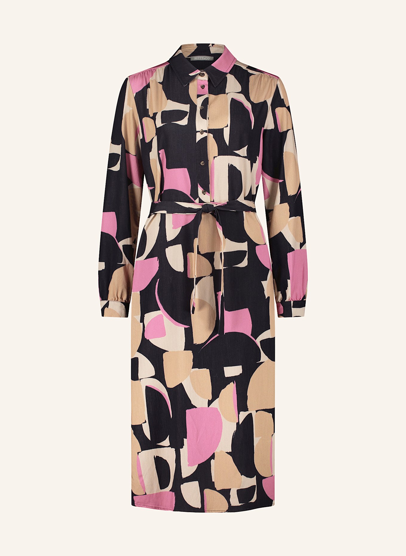 BETTY&CO Shirt dress: BLACK / LIGHT BROWN / PINK