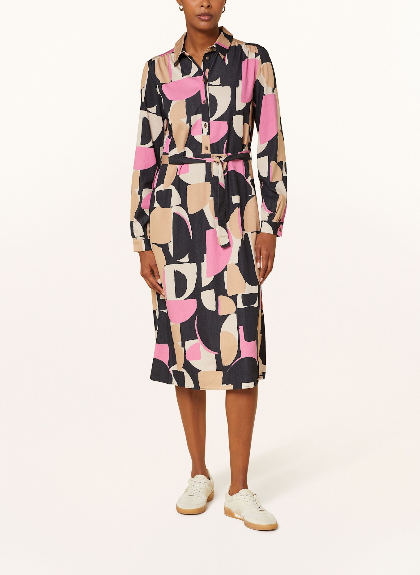 BETTY&CO Shirt dress: BLACK / LIGHT BROWN / PINK