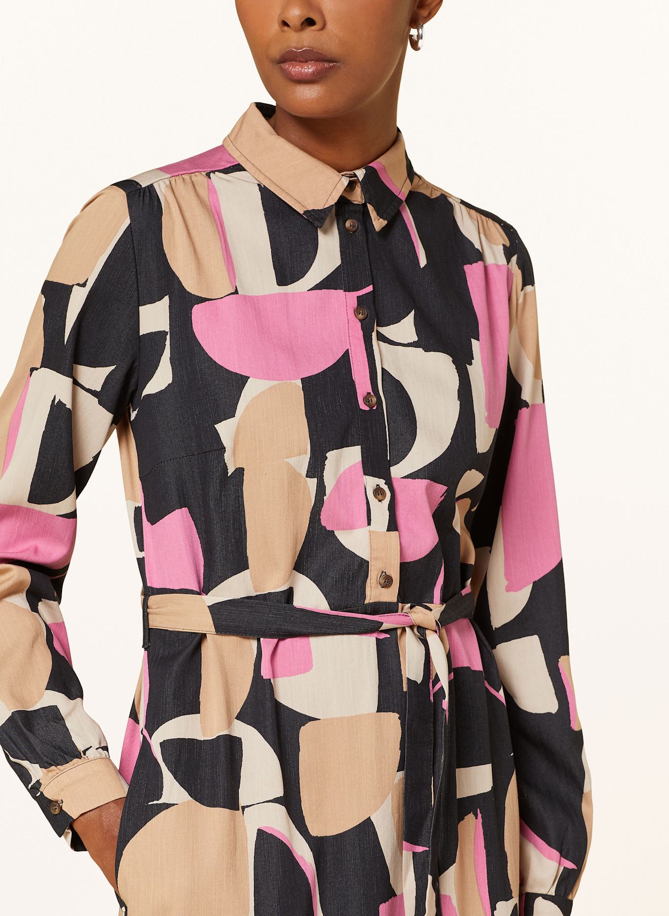 BETTY&CO Shirt dress: BLACK / LIGHT BROWN / PINK