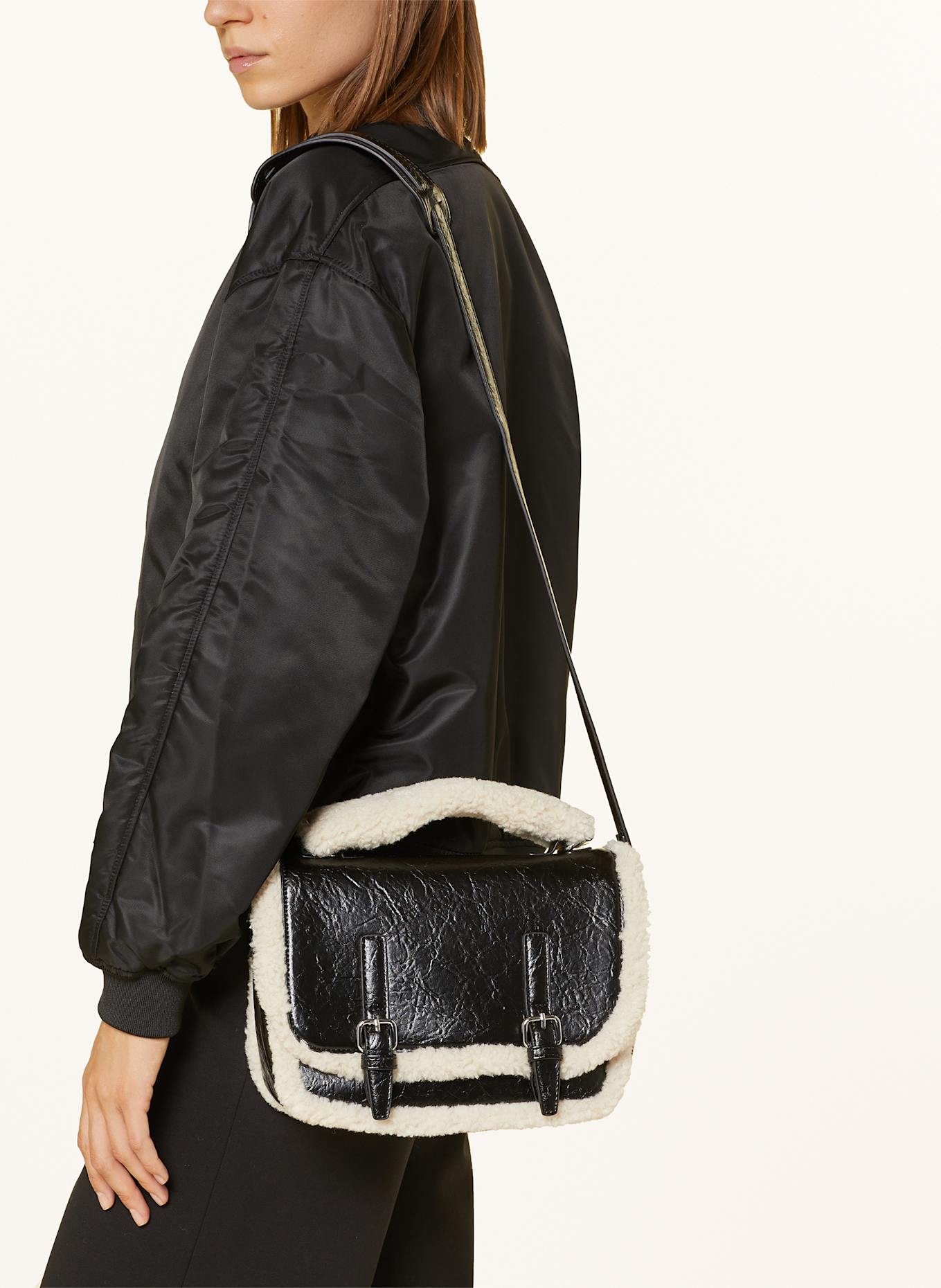 Black faux fur crossbody bag best sale