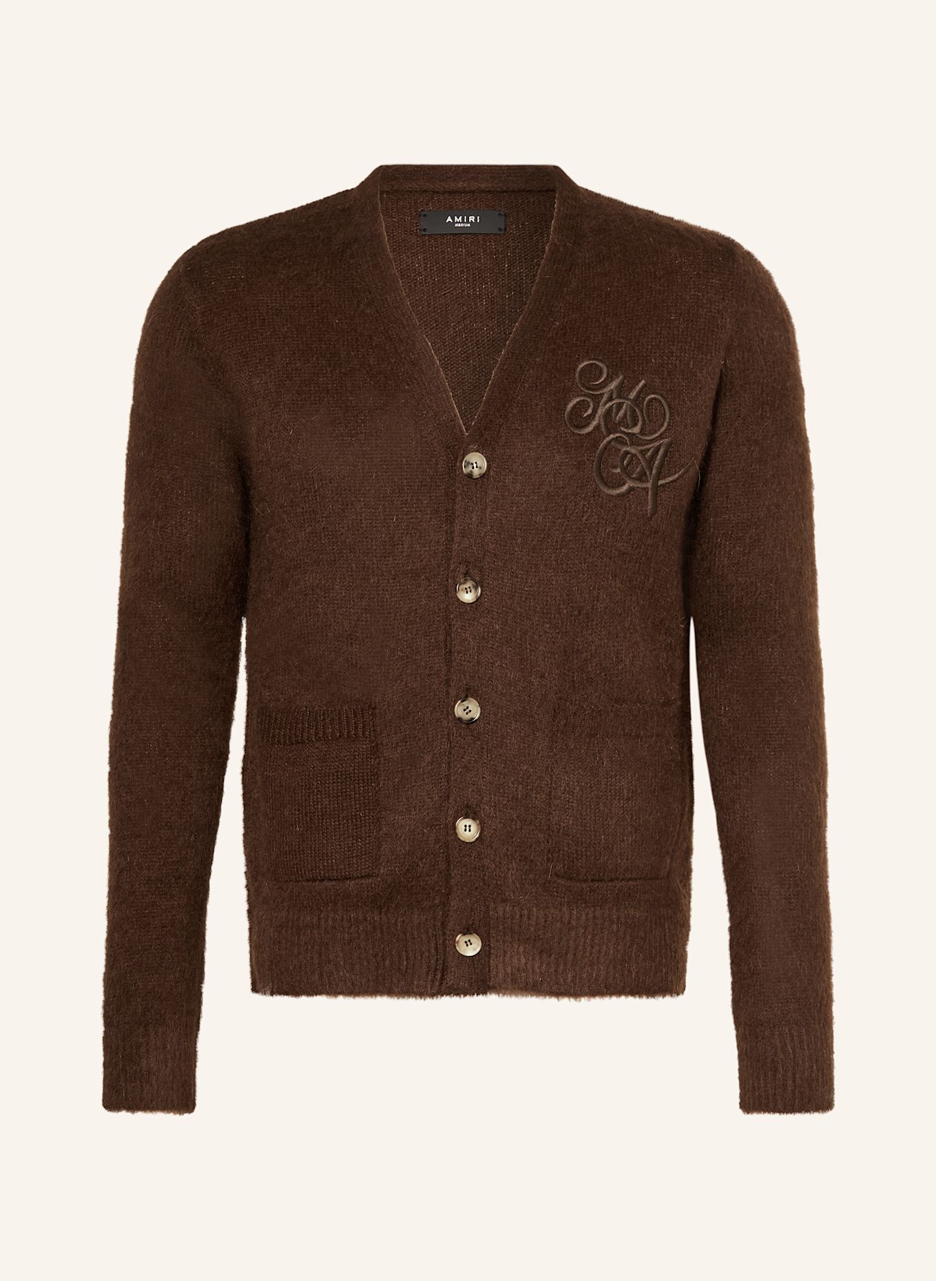 AMIRI Cardigan with mohair: DARK BROWN