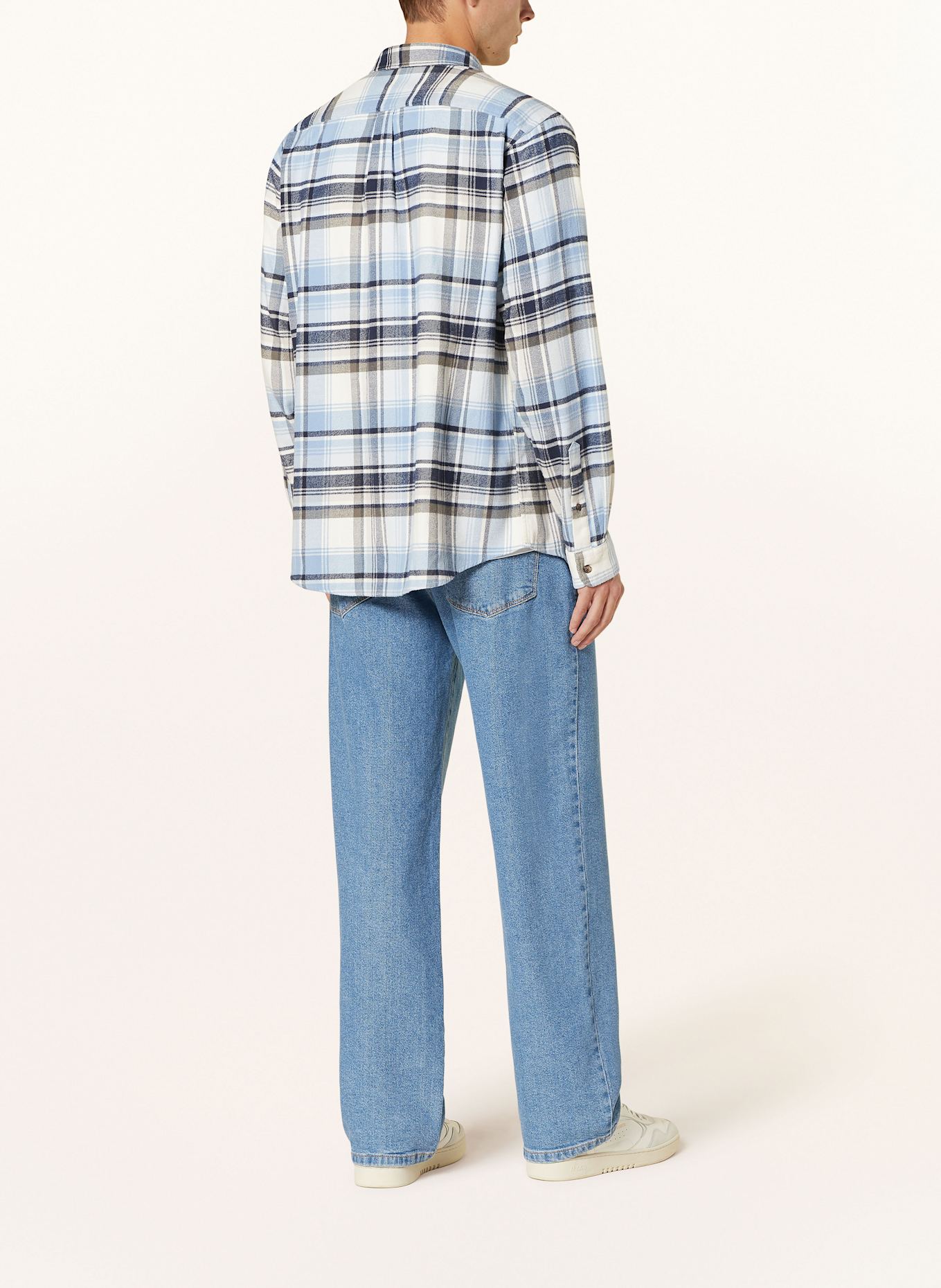 PAUL Flanellhemd ODIN Comfort Fit: HELLBLAU / CREME / GRAU