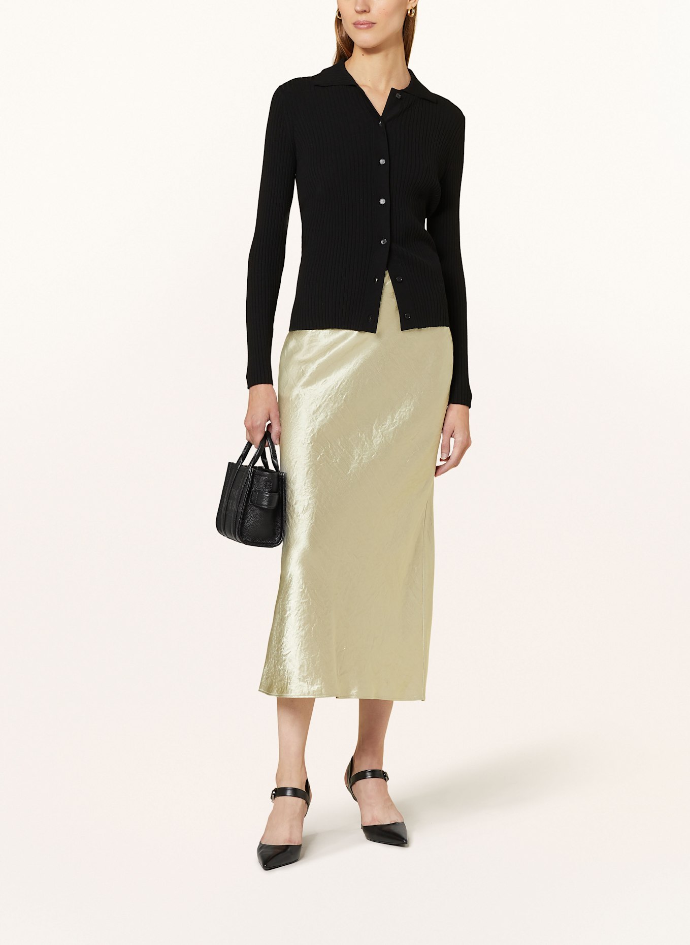 BOSS VESATIE satin skirt, Color: BEIGE (Image 2)