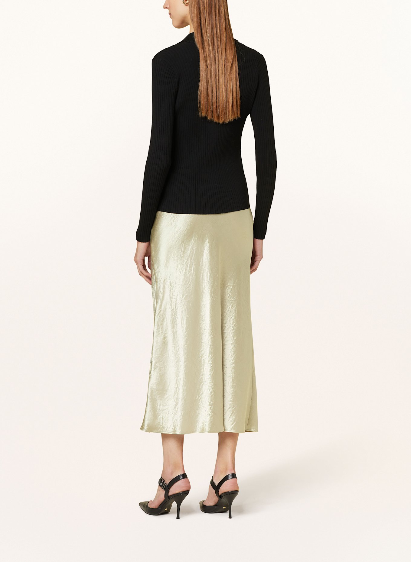 BOSS VESATIE satin skirt, Color: BEIGE (Image 3)