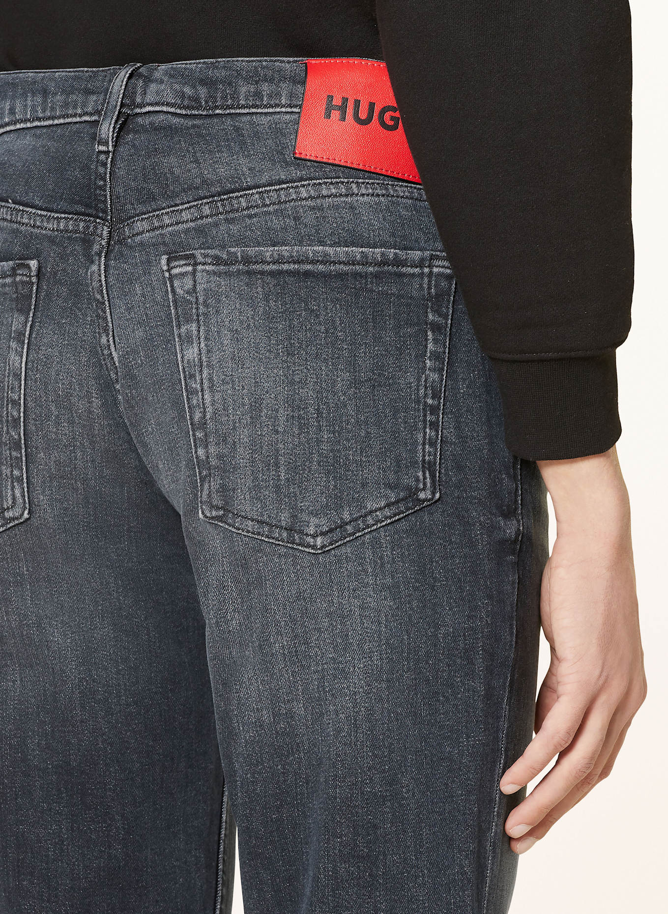 HUGO Le Slouch Jeans-Shorts Blau, Color: 027 DARK GREY (Image 6)