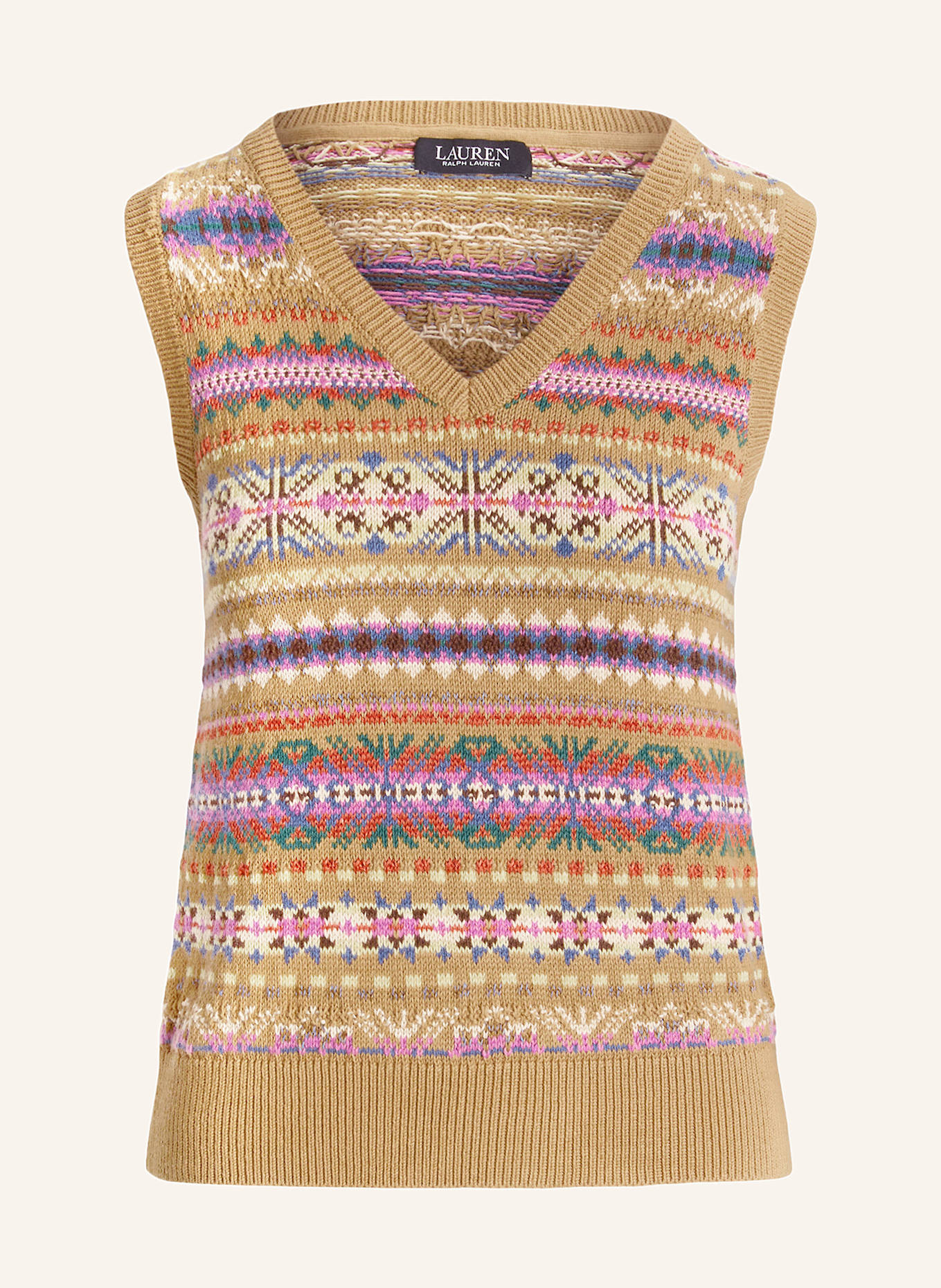 LAUREN RALPH LAUREN Sweater vest in camel purple green