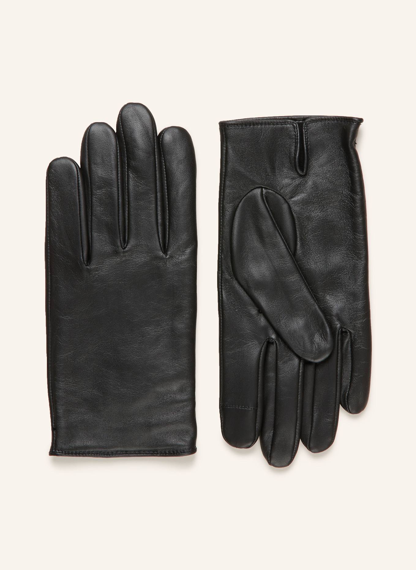 BOSS GLOVE leather gloves with touchscreen function: BLACK