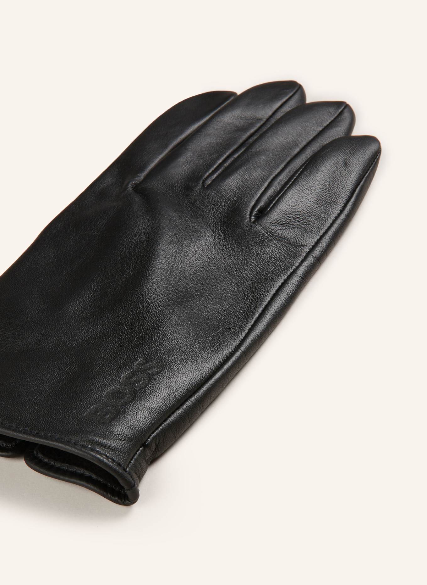 BOSS GLOVE leather gloves with touchscreen function: BLACK