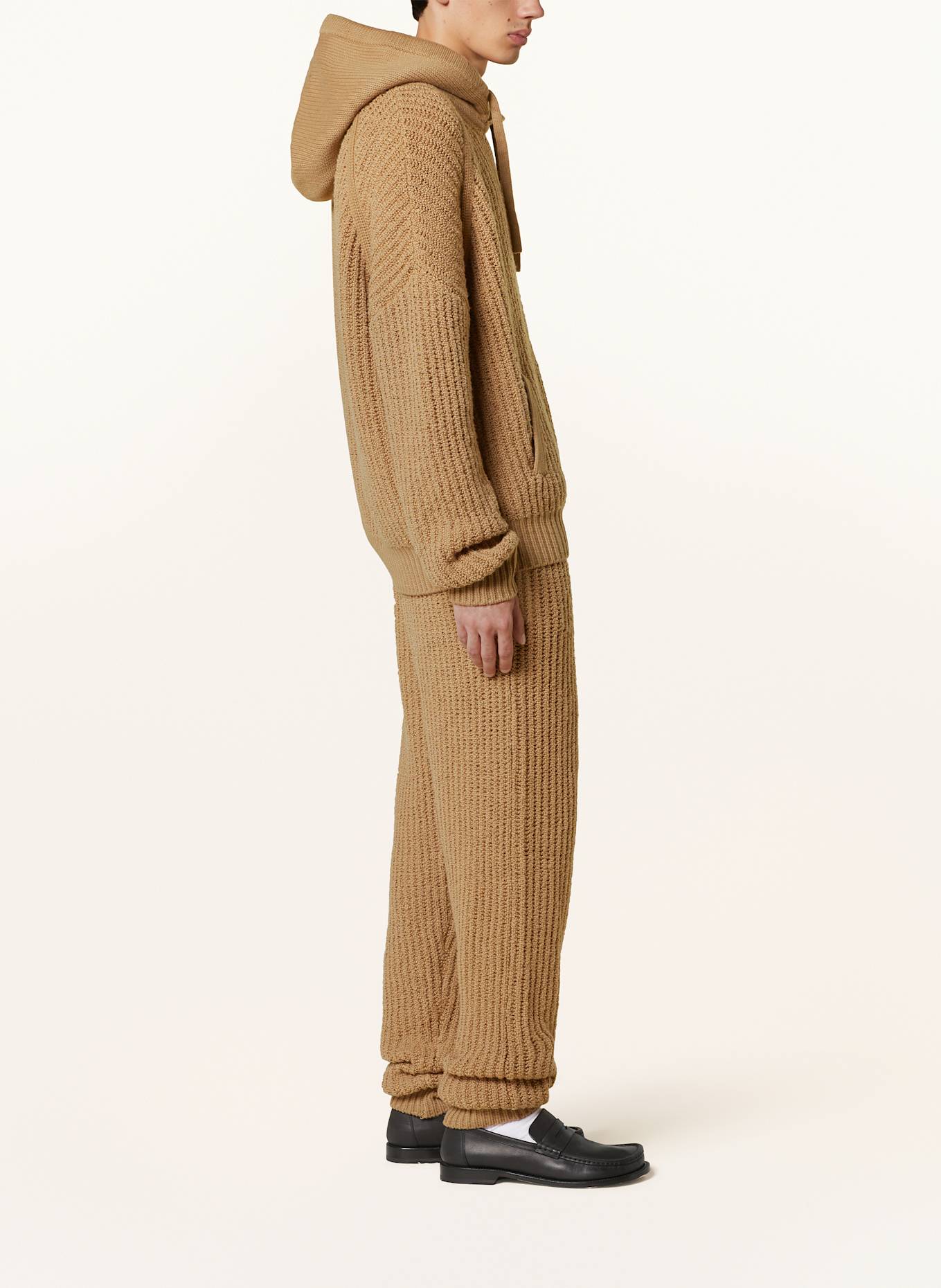 JW ANDERSON Bluza z kapturem z dzianiny: CAMELOWY