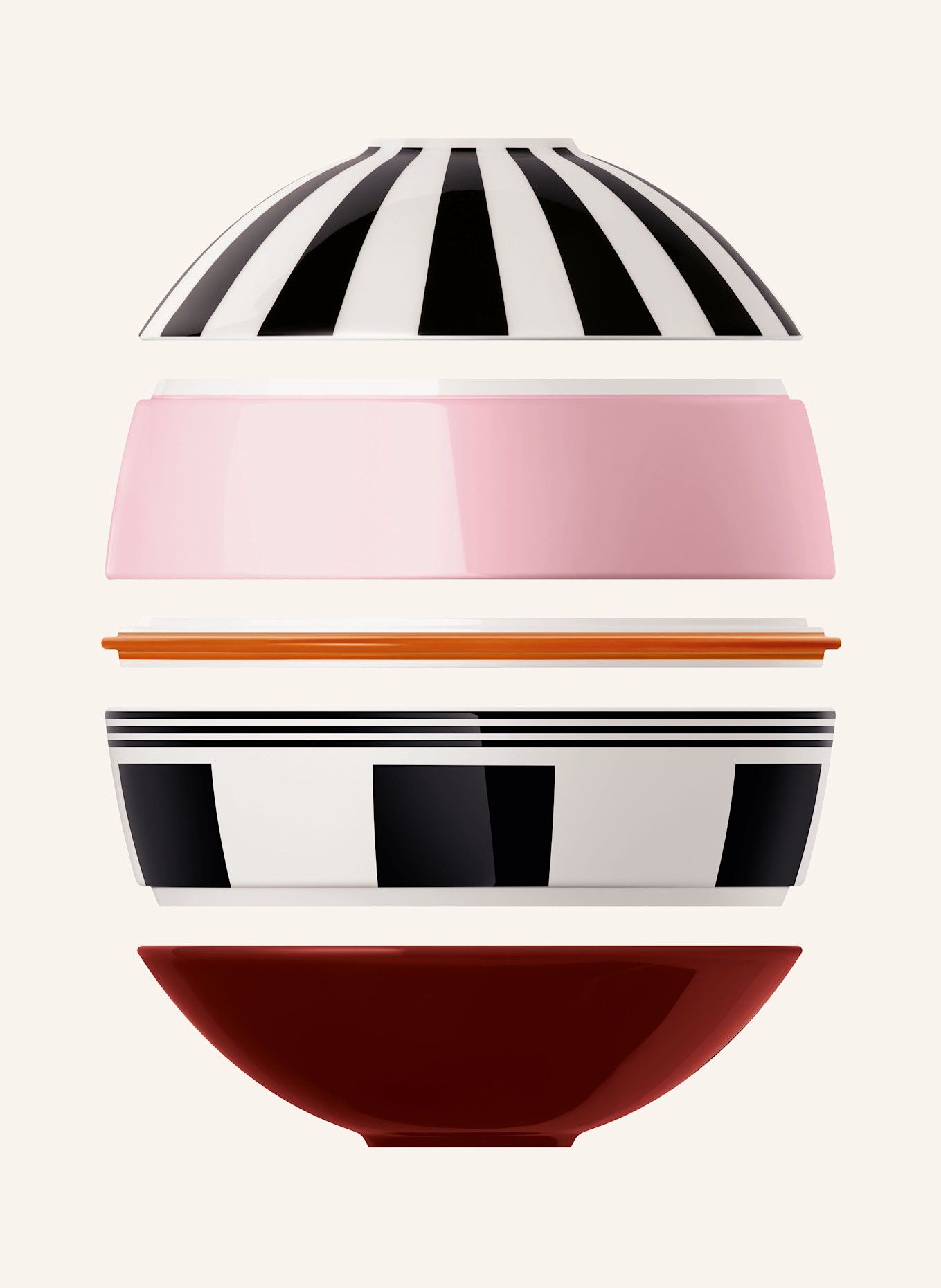 Villeroy & Boch Set de vaisselle LA PETITE BOULE: CRÈME / NOIR / ROUGE FONCÉ