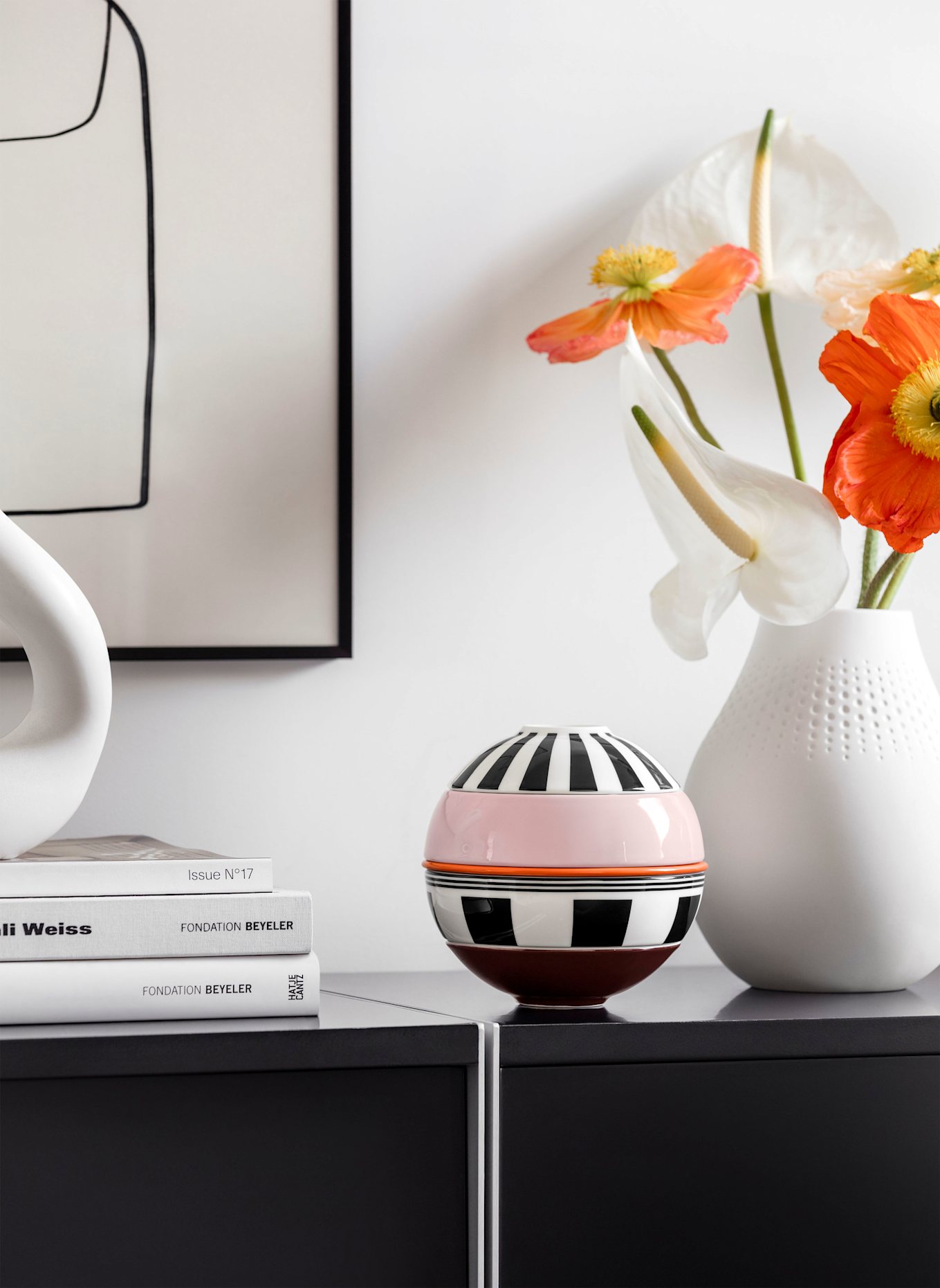 Villeroy & Boch Set de vaisselle LA PETITE BOULE: CRÈME / NOIR / ROUGE FONCÉ