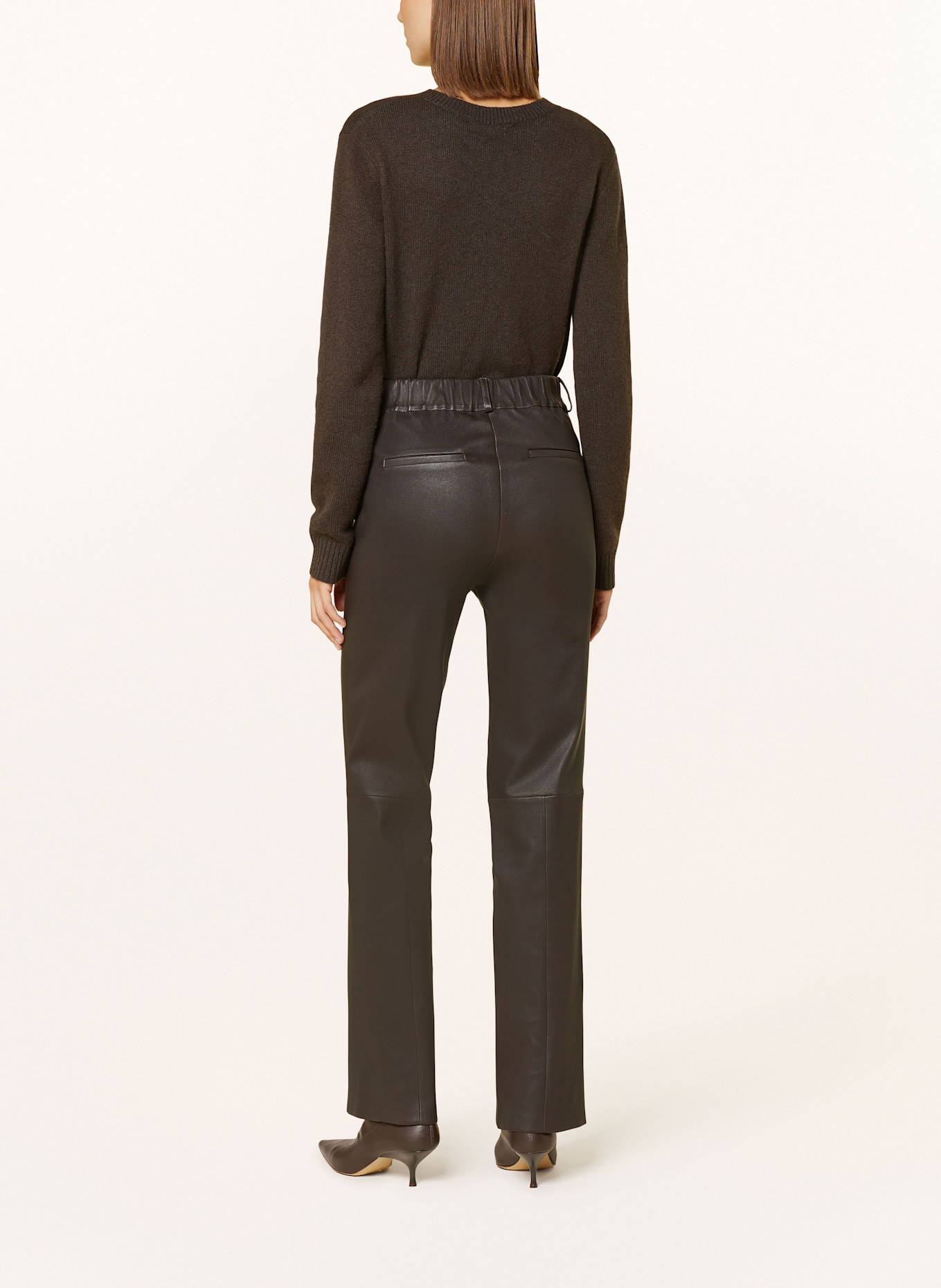 STUDIO AR Leather pants AILIS, Color: DARK BROWN (Image 3)