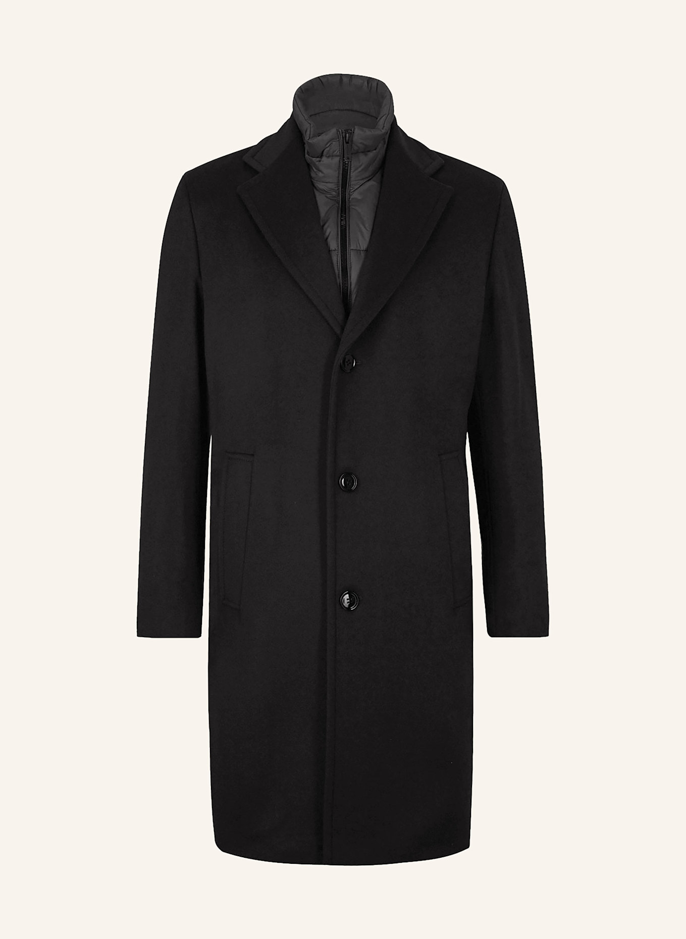 STRELLSON BARONZ wool coat with removable panel, Color: BLACK (Image 1)