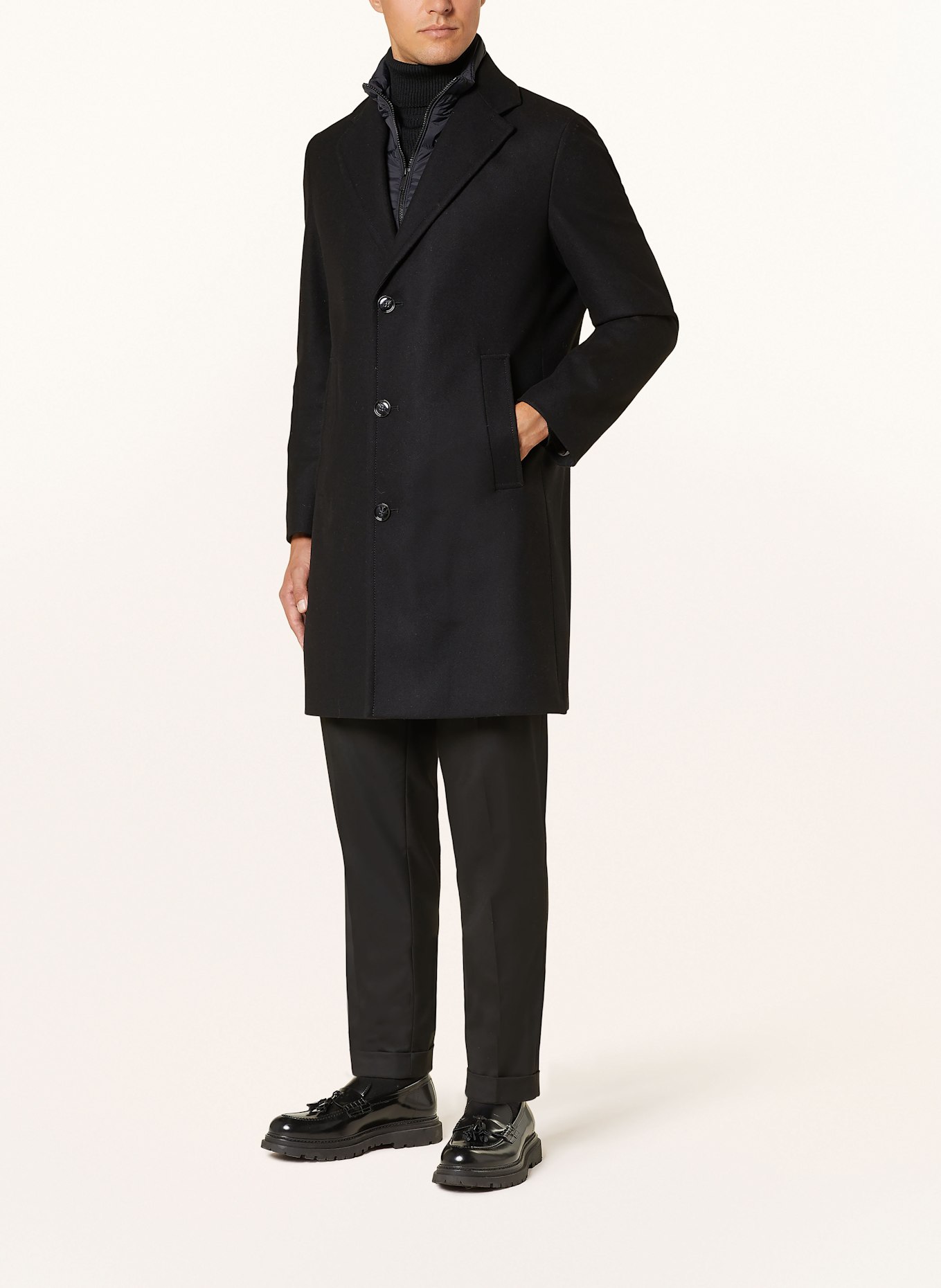 STRELLSON BARONZ wool coat with removable panel, Color: BLACK (Image 2)