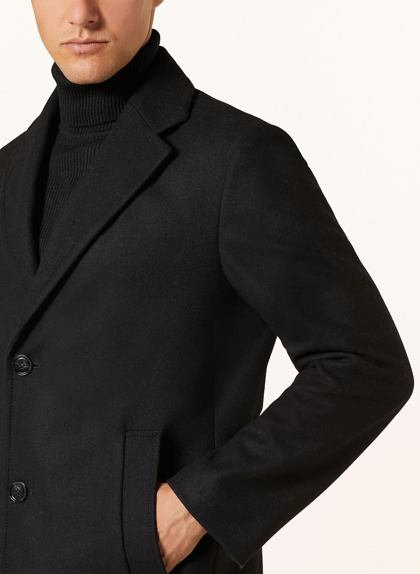 STRELLSON BARONZ wool coat with removable panel, Color: BLACK (Image 4)