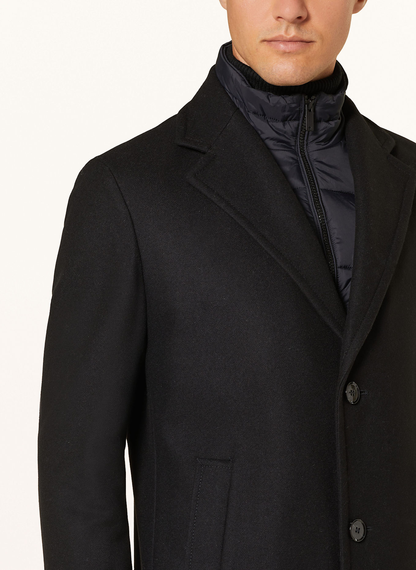 STRELLSON BARONZ wool coat with removable panel, Color: BLACK (Image 5)