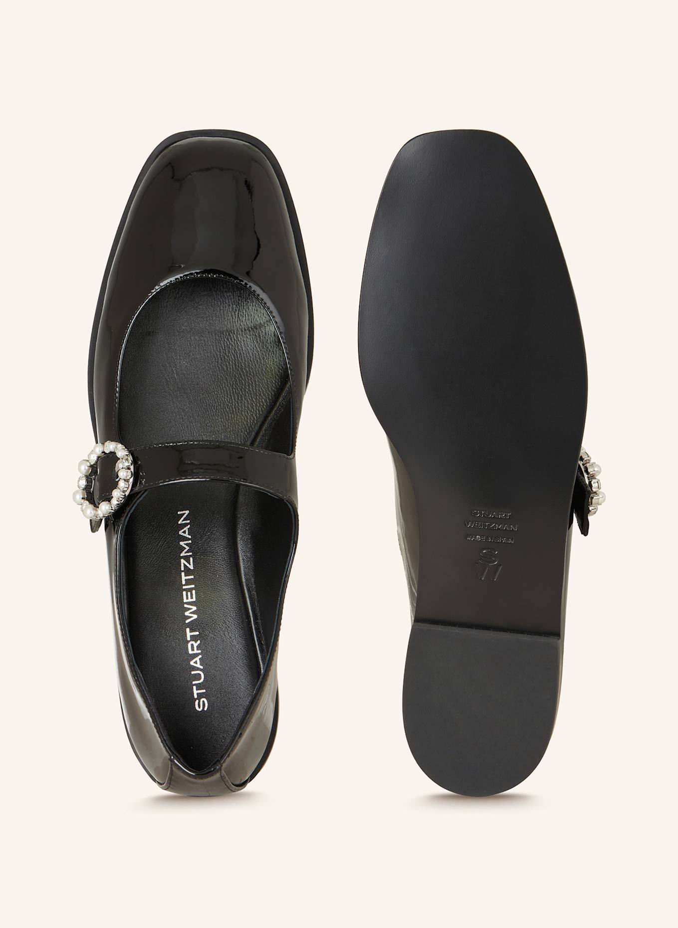 STUART WEITZMAN Mary Jane ballets flats LORALEI with decorative gems, Color: BLACK (Image 5)