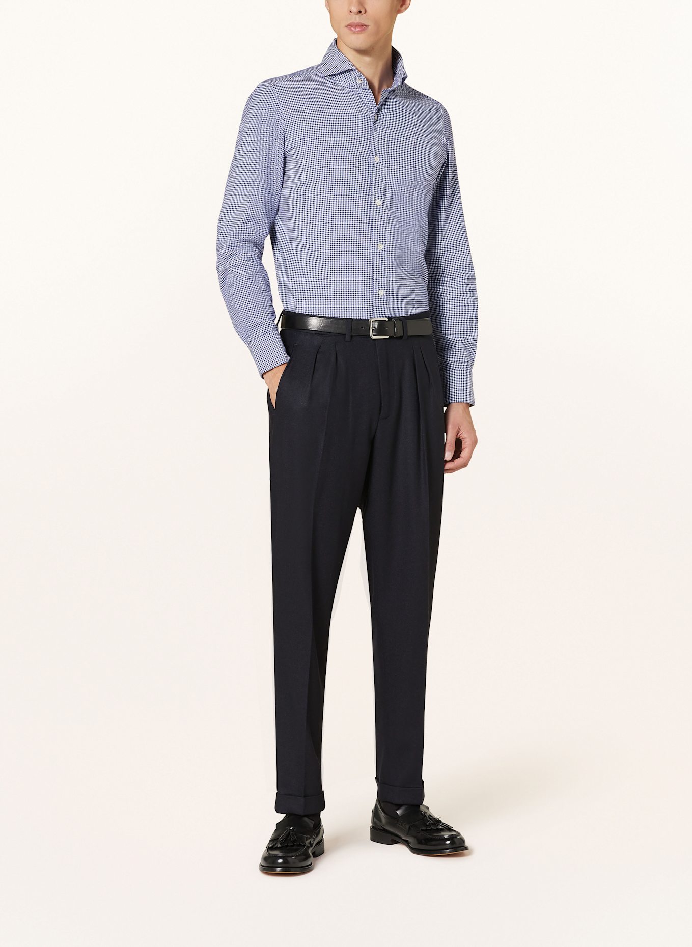 FINAMORE 1925 Hemd TOKYO Slim Fit: BLAU / WEISS