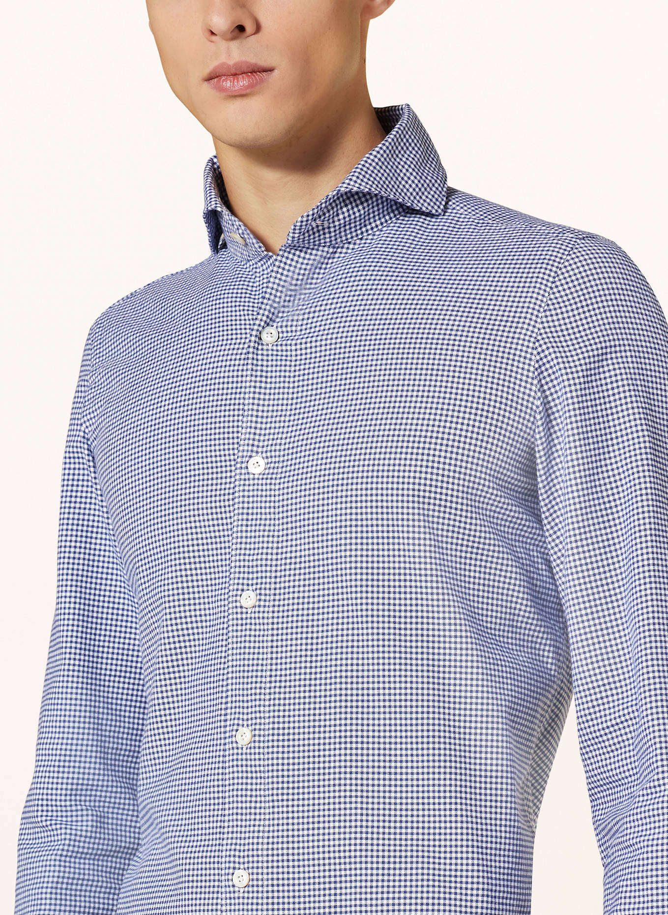 FINAMORE 1925 Hemd TOKYO Slim Fit: BLAU / WEISS