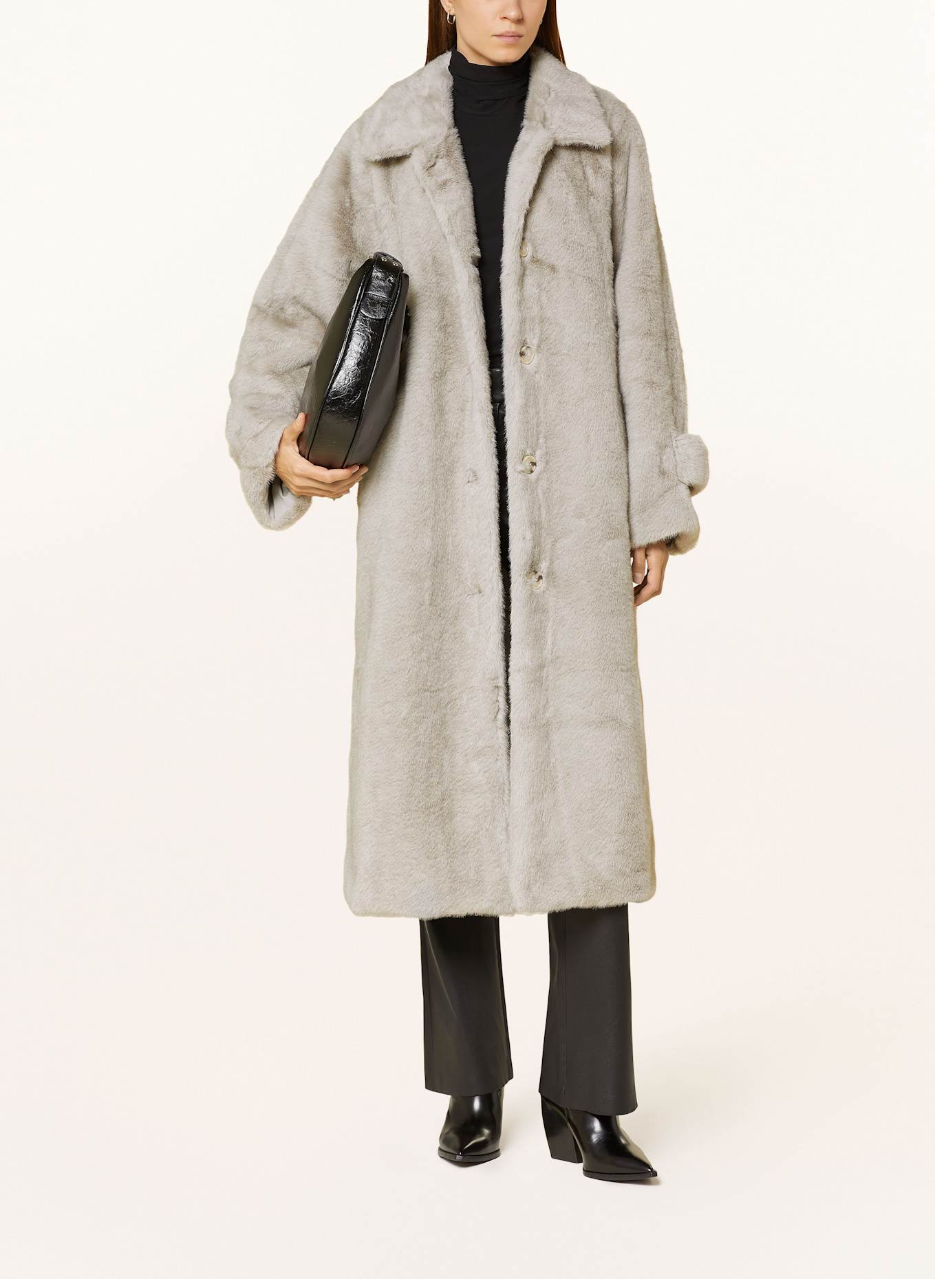 MEOTINE Kabát KELLY z umělé kožešiny: SVĚTLE ŠEDÁ