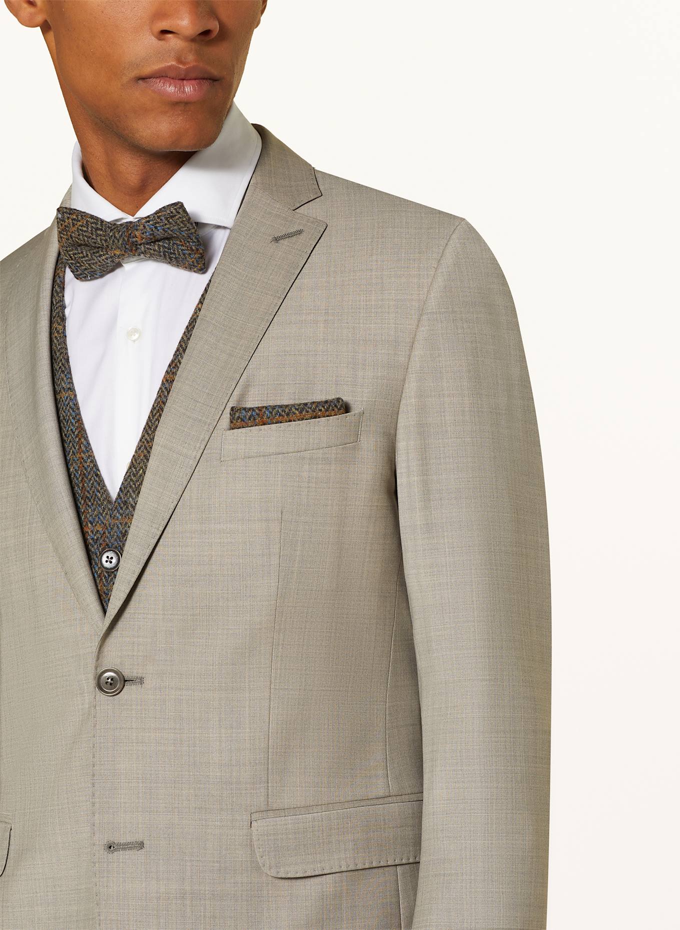 Prince BOWTIE Set: Anzugweste, Fliege und Einstecktuch: BRAUN / BLAU / BEIGE