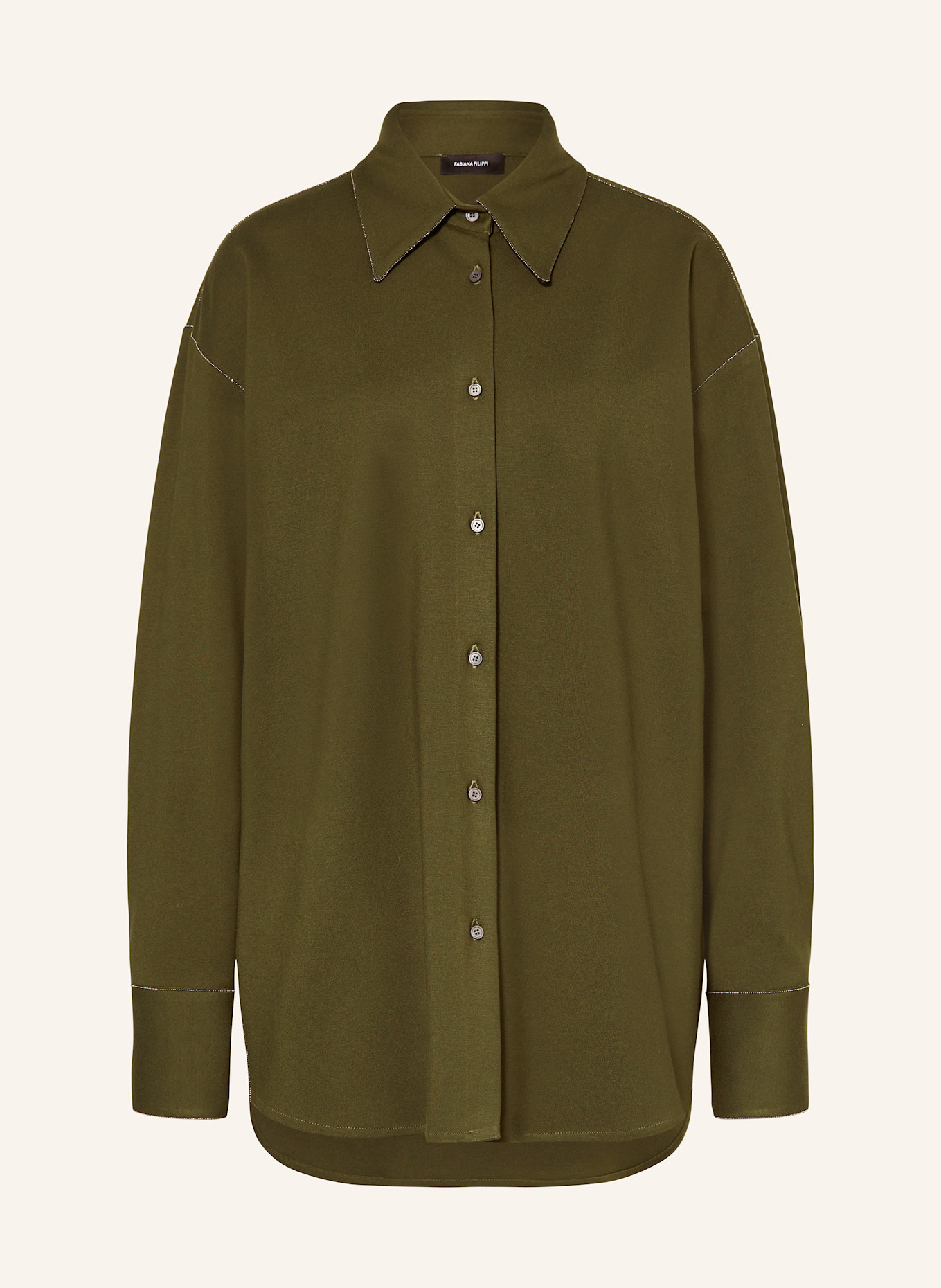 FABIANA FILIPPI Chemise oversize en jersey avec pierres décoratives: GROEN