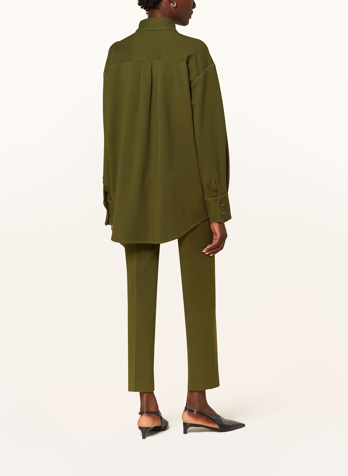 FABIANA FILIPPI Chemise oversize en jersey avec pierres décoratives: GROEN