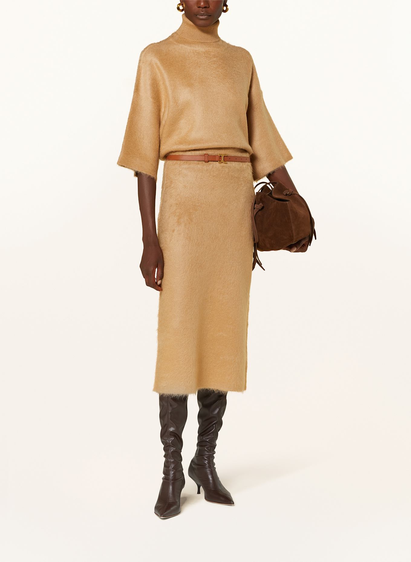 FABIANA FILIPPI Turtleneck sweater with 3/4 sleeves, Color: CAMEL (Image 2)