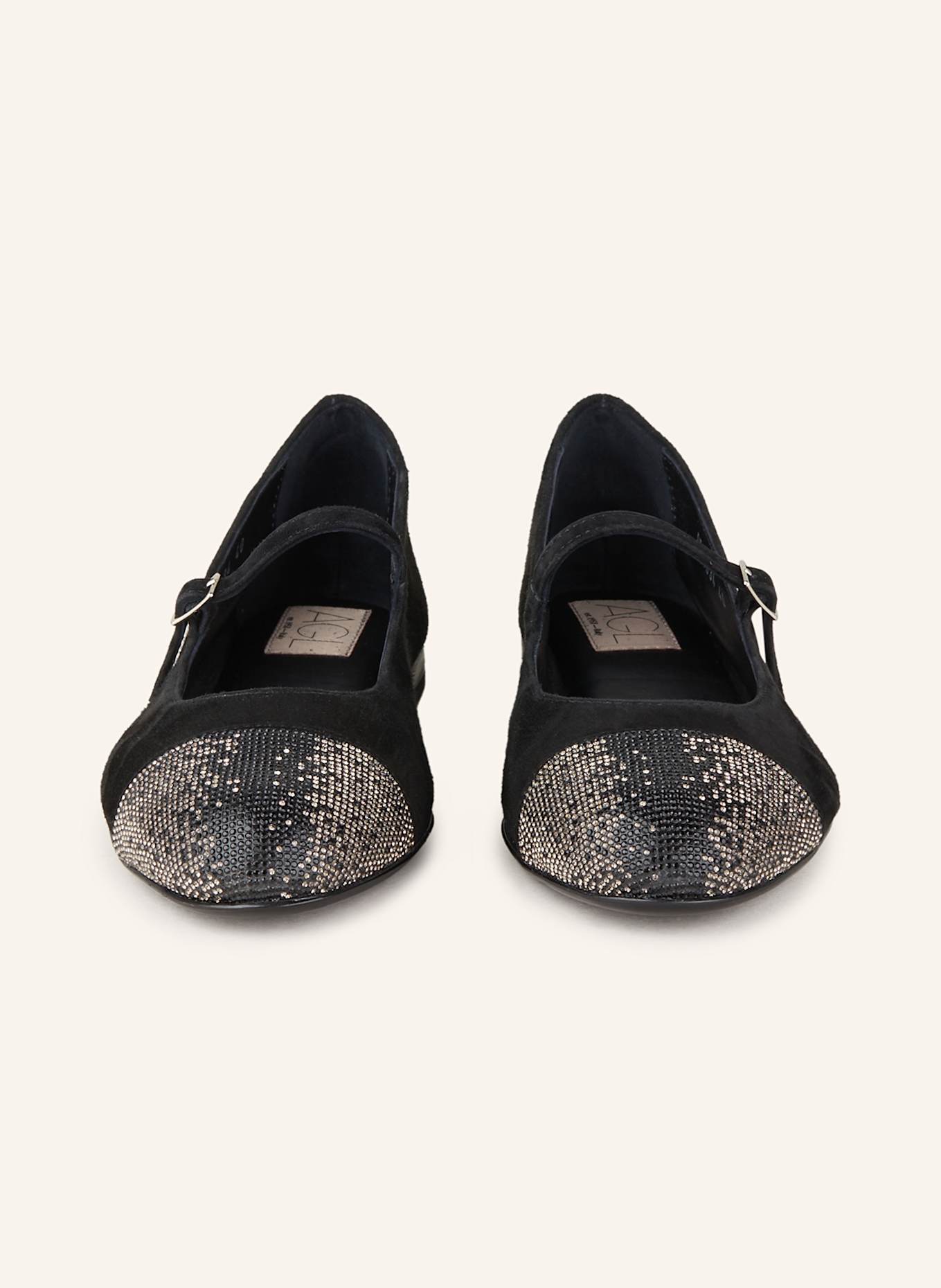 AGL Mary-Jane-Ballerinas MILLY mit Schmucksteinen: SCHWARZ