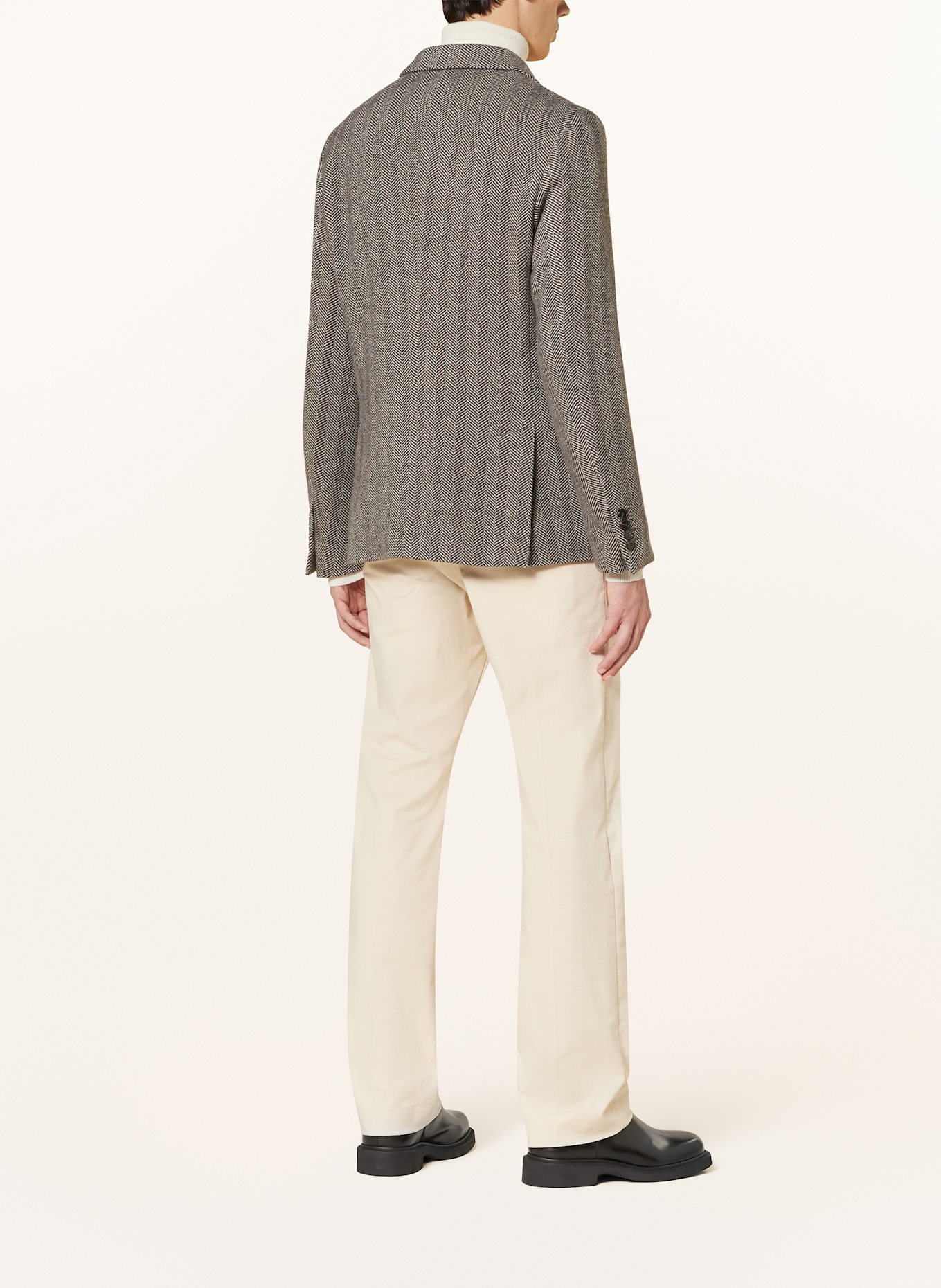 Officine Générale Kašmírové sako LEON Slim Fit: TMAVĚ HNĚDÁ / KRÉMOVÁ