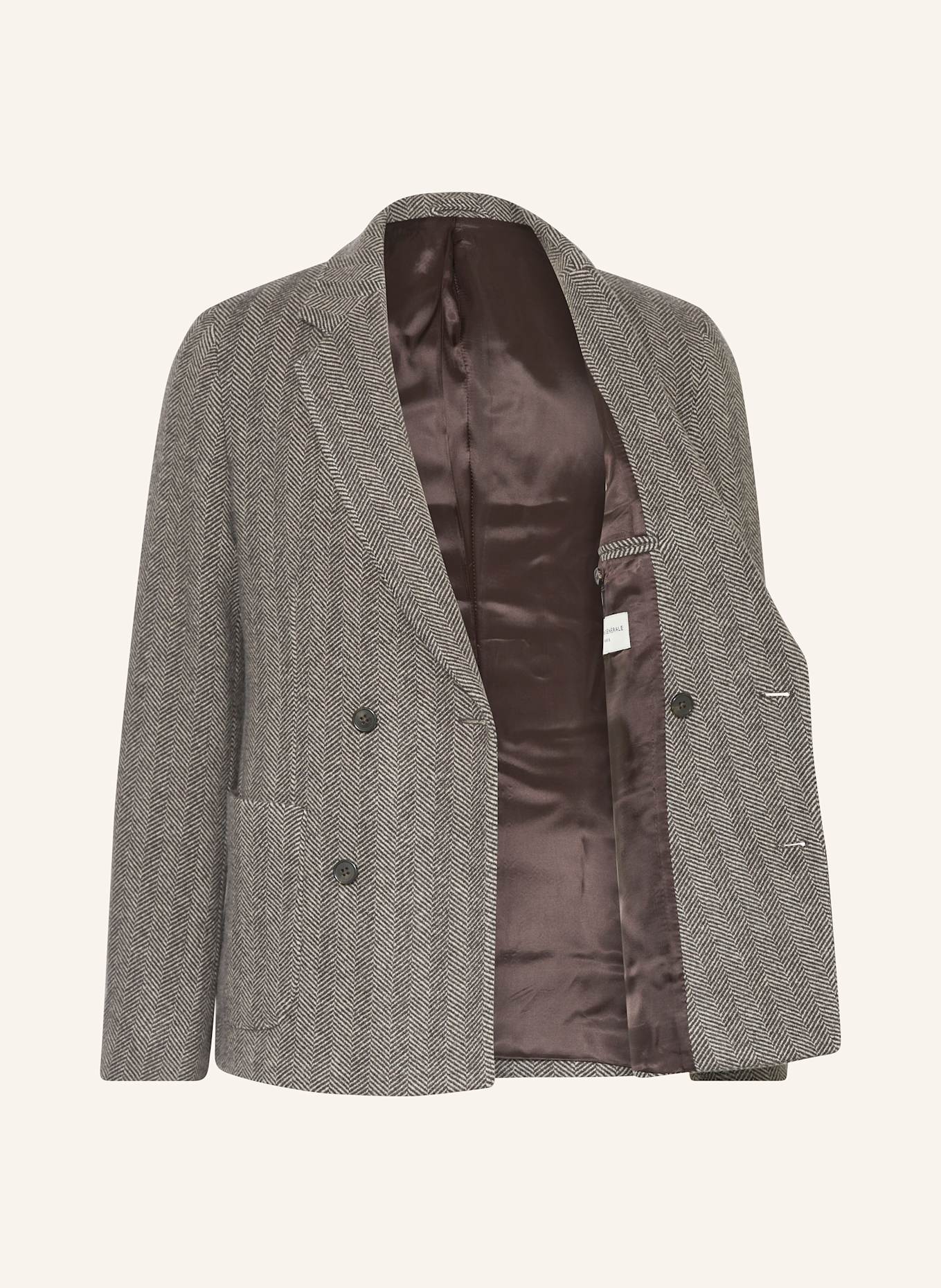 Officine Générale Kašmírové sako LEON Slim Fit: TMAVĚ HNĚDÁ / KRÉMOVÁ