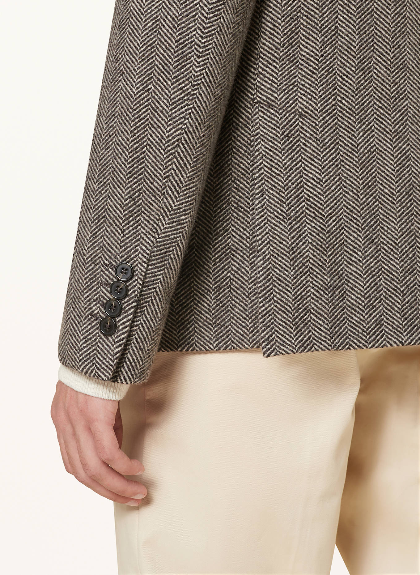 Officine Générale Kašmírové sako LEON Slim Fit: TMAVĚ HNĚDÁ / KRÉMOVÁ