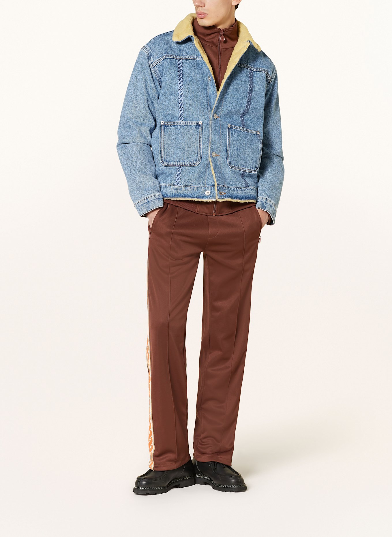 DRÔLE DE MONSIEUR Denim jacket with teddy: BLUE