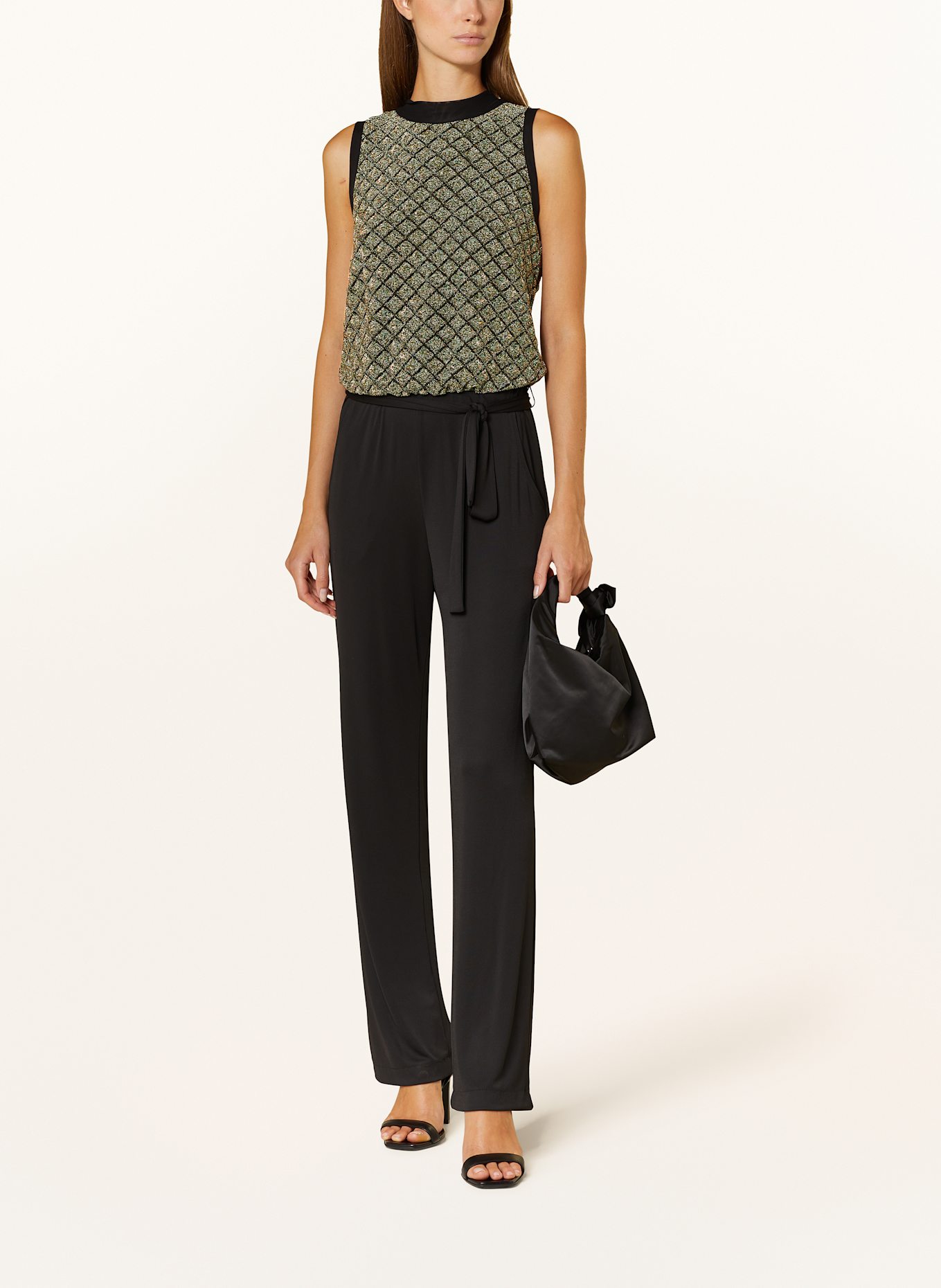Ana Alcazar Jumpsuit mit Glitzergarn: SCHWARZ / GOLD / GRÜN