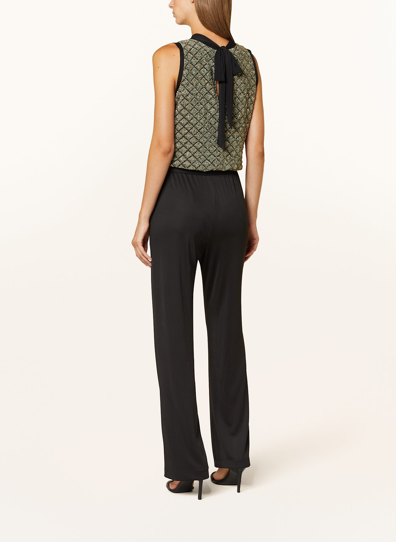 Ana Alcazar Jumpsuit mit Glitzergarn: SCHWARZ / GOLD / GRÜN