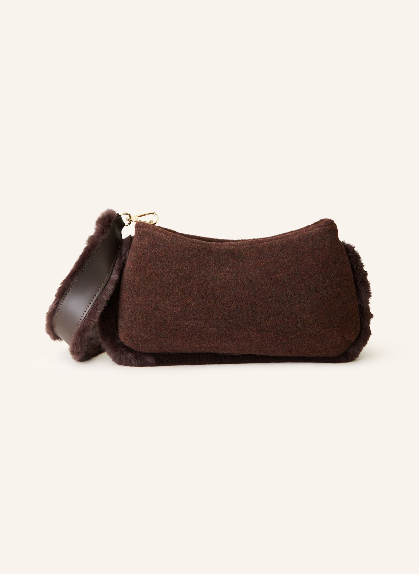 ViaMailBag LULU shoulder bag with faux fur: DARK BROWN