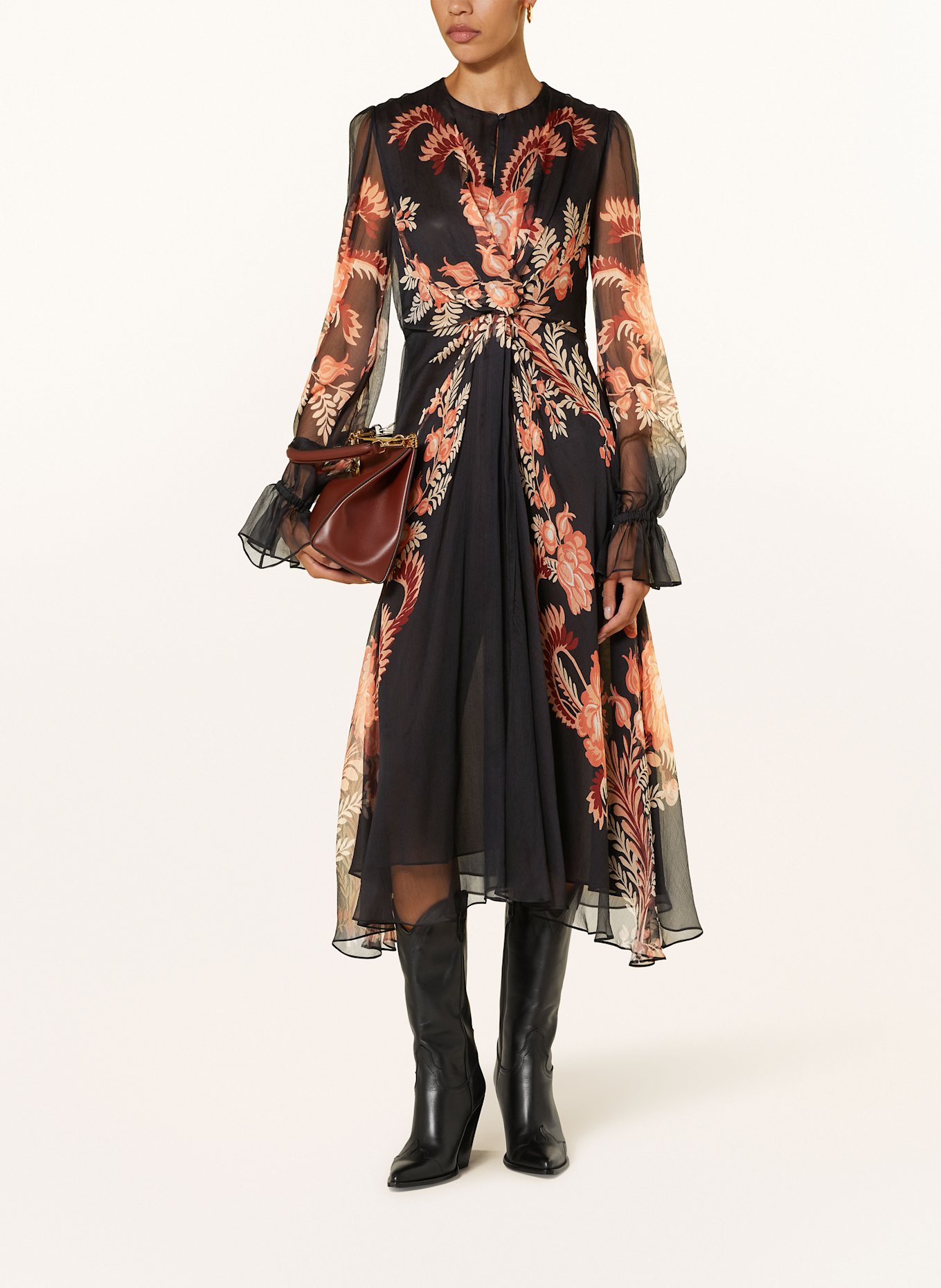 ETRO Kleid: SCHWARZ / HELLORANGE / CREME