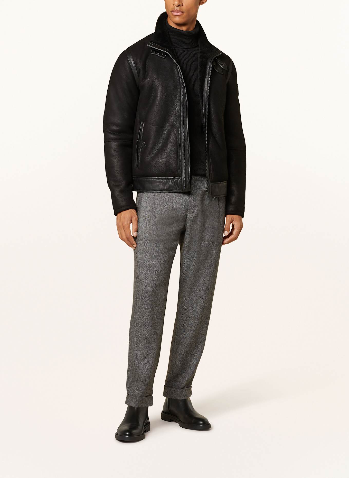 STRELLSON Lederjacke SHELTER: SCHWARZ