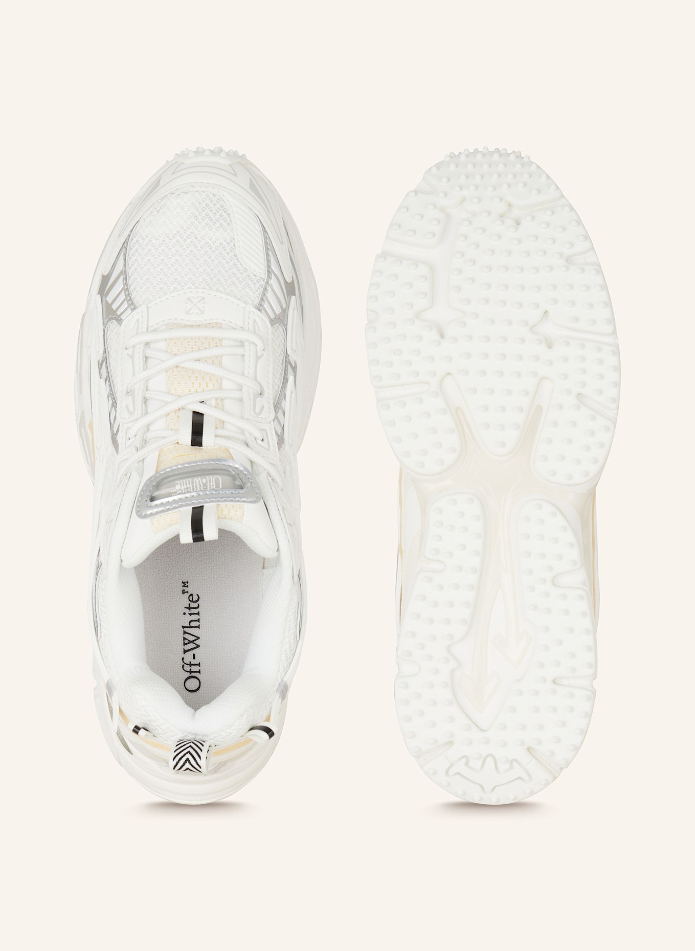 Off-White Sneaker BE RIGHT BACK: WEISS / SILBER / HELLORANGE