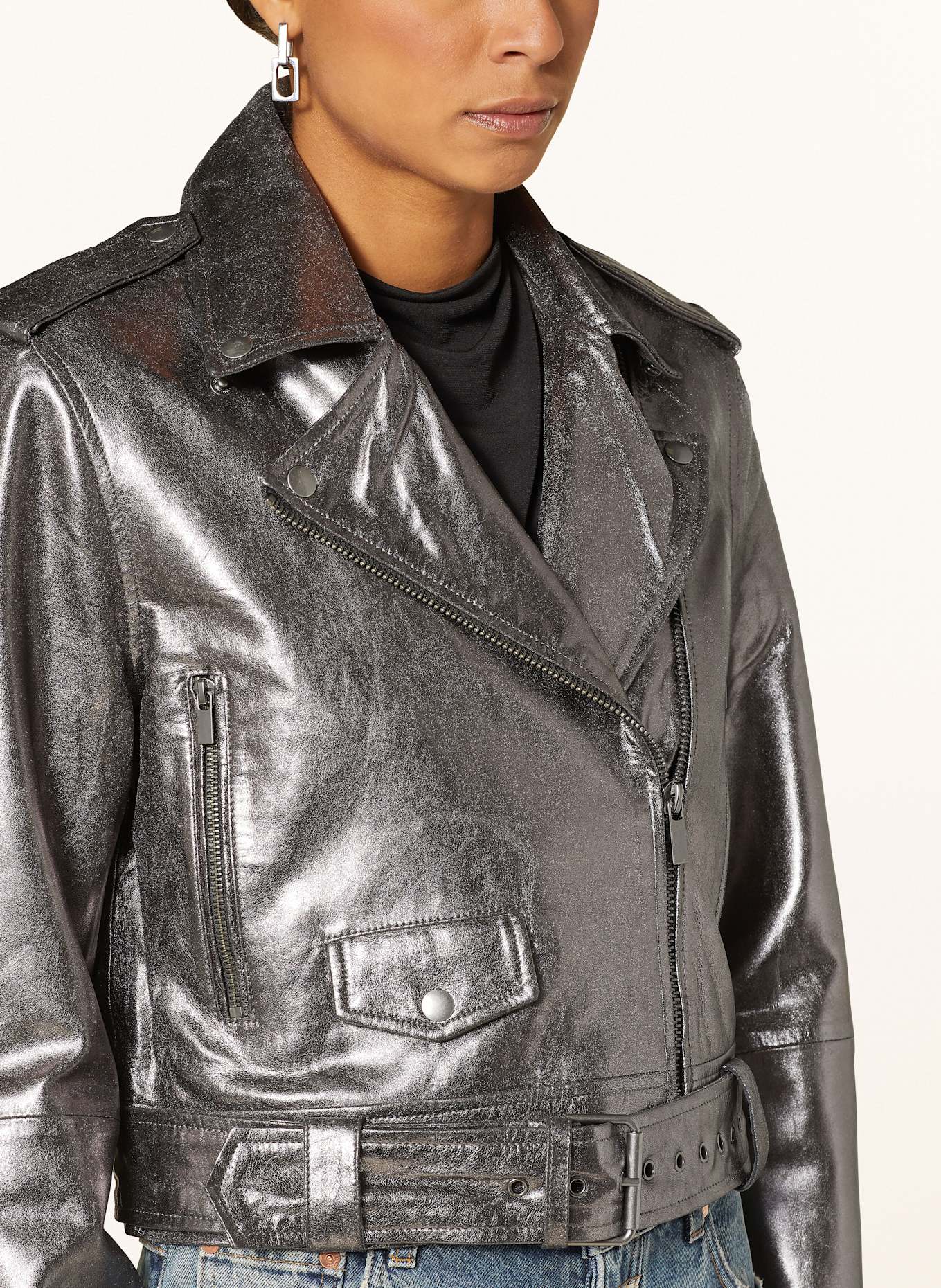ROUGE VILA Leather jacket in silver