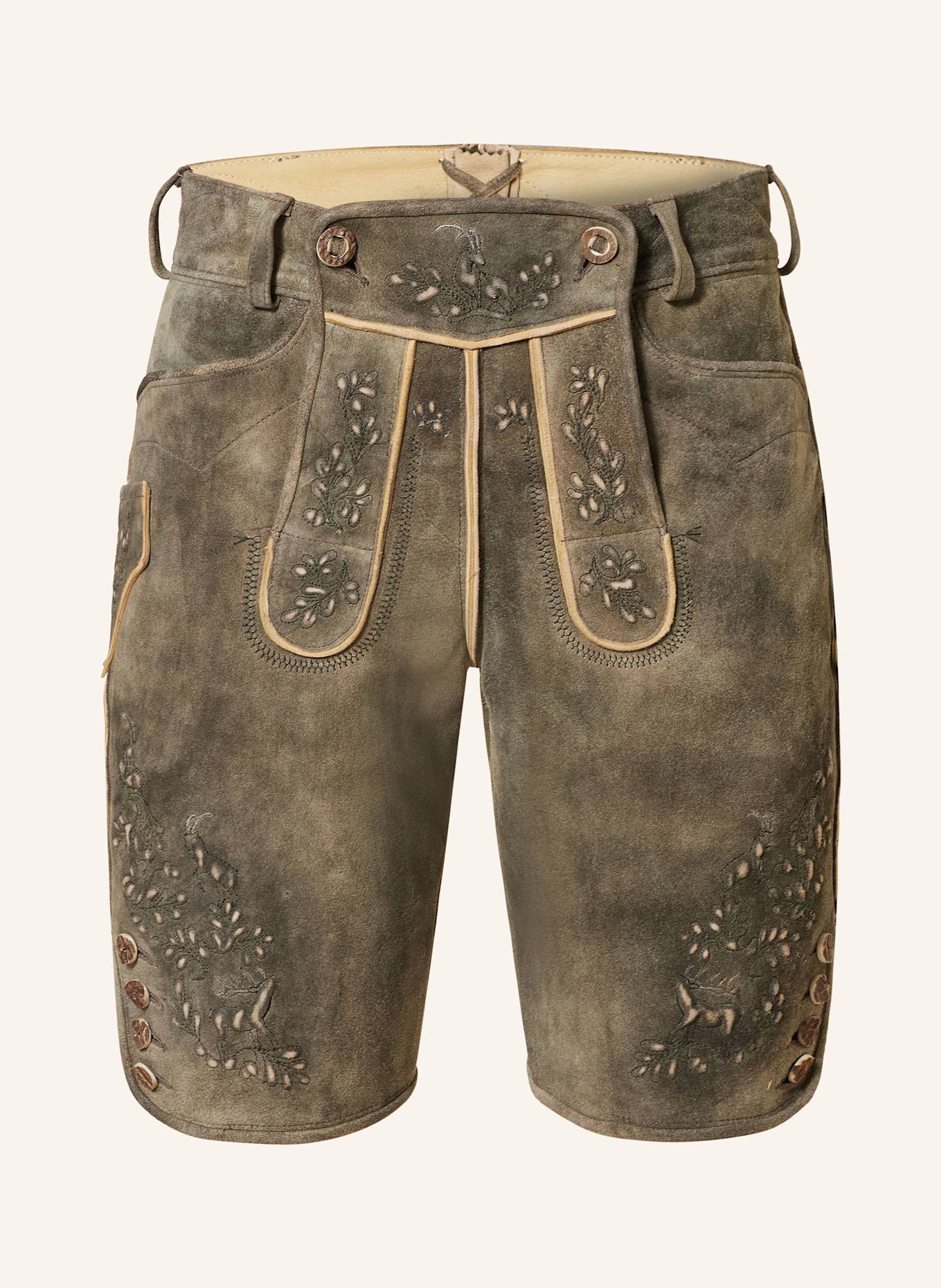 BECKERT Trachten-Lederhose HOCHECK, Farbe: KHAKI (Bild 1)