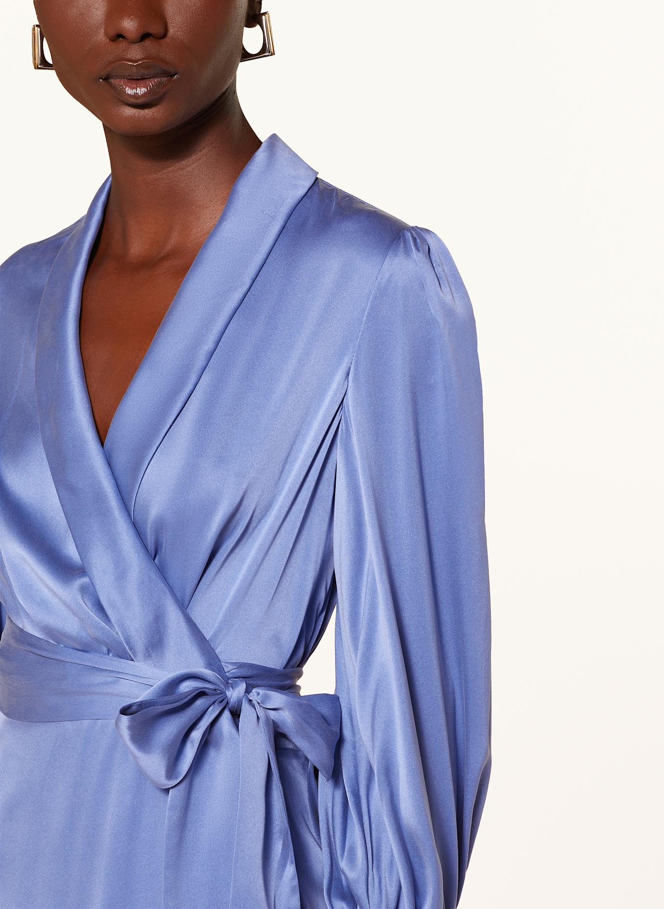 Blue silk wrap dress new arrivals