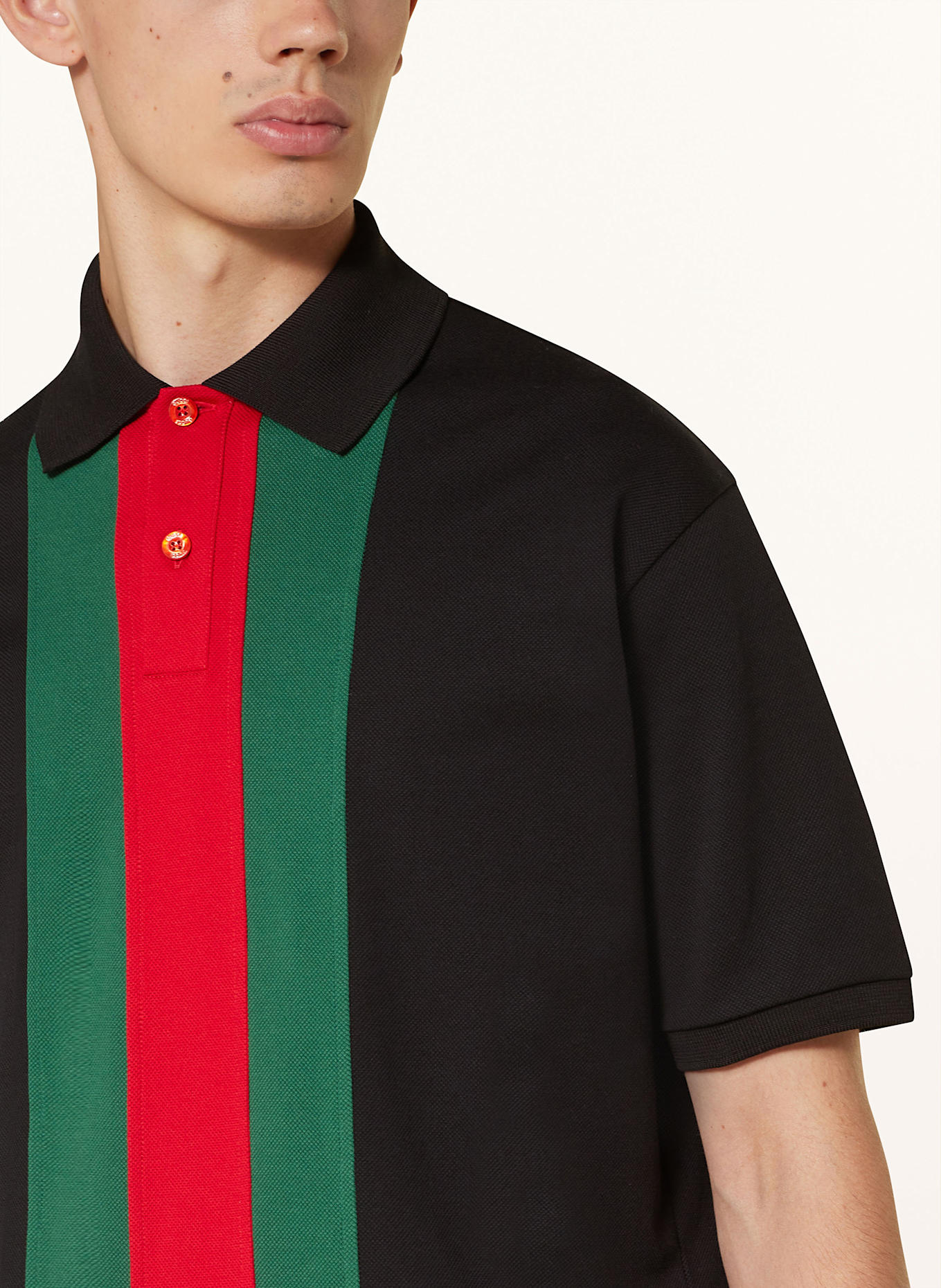 Black gucci polo with red and green collar discount