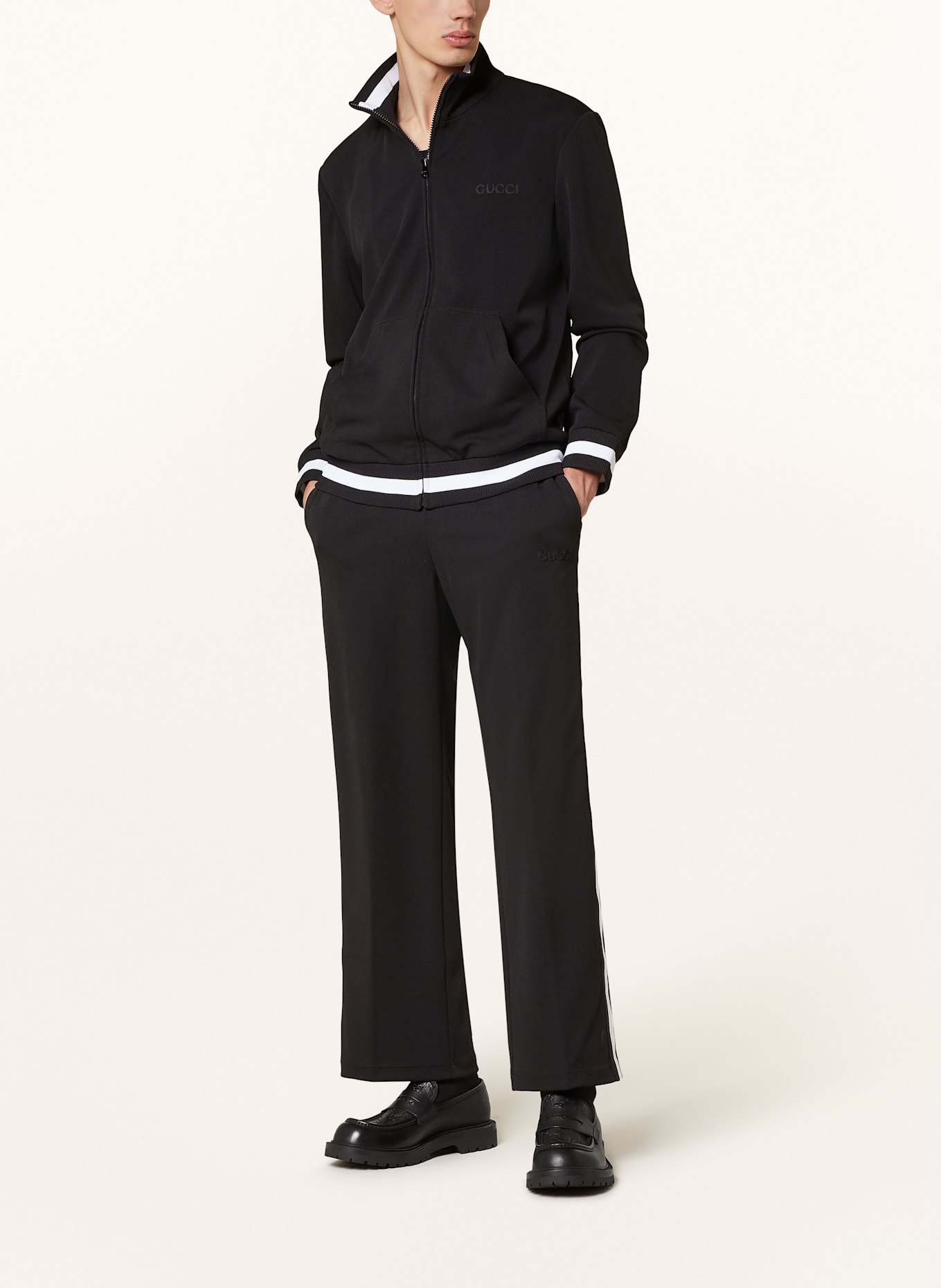 GUCCI Track pants with tuxedo stripes in black white