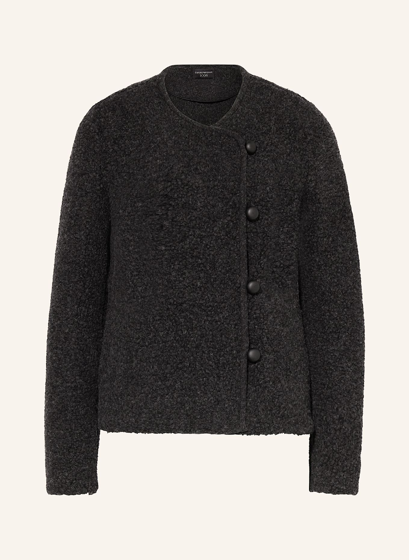 EMPORIO ARMANI Cardigan in teddy in dark gray