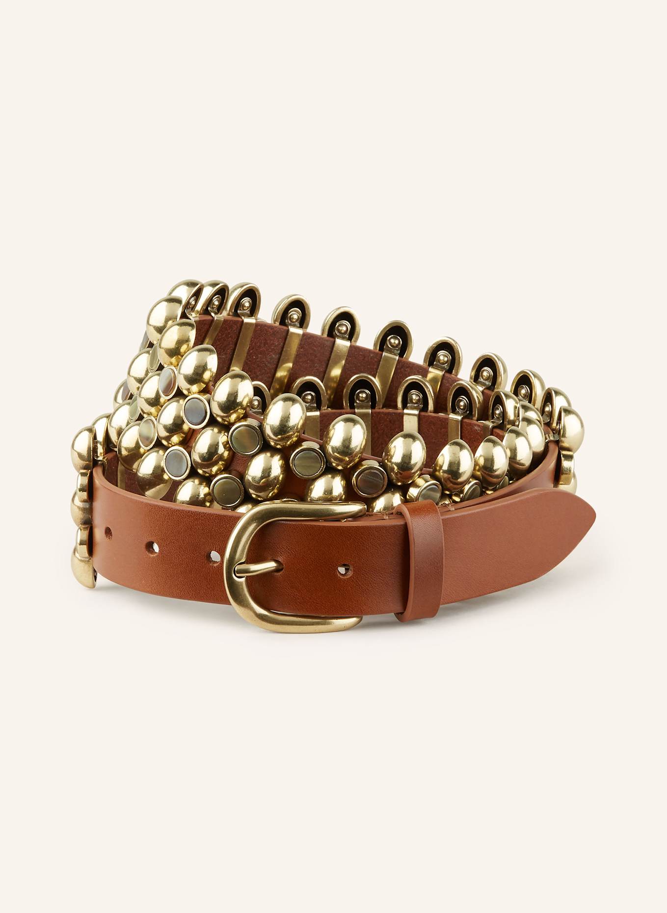 ISABEL MARANT Ledergürtel VARANA: BRAUN/ GOLD