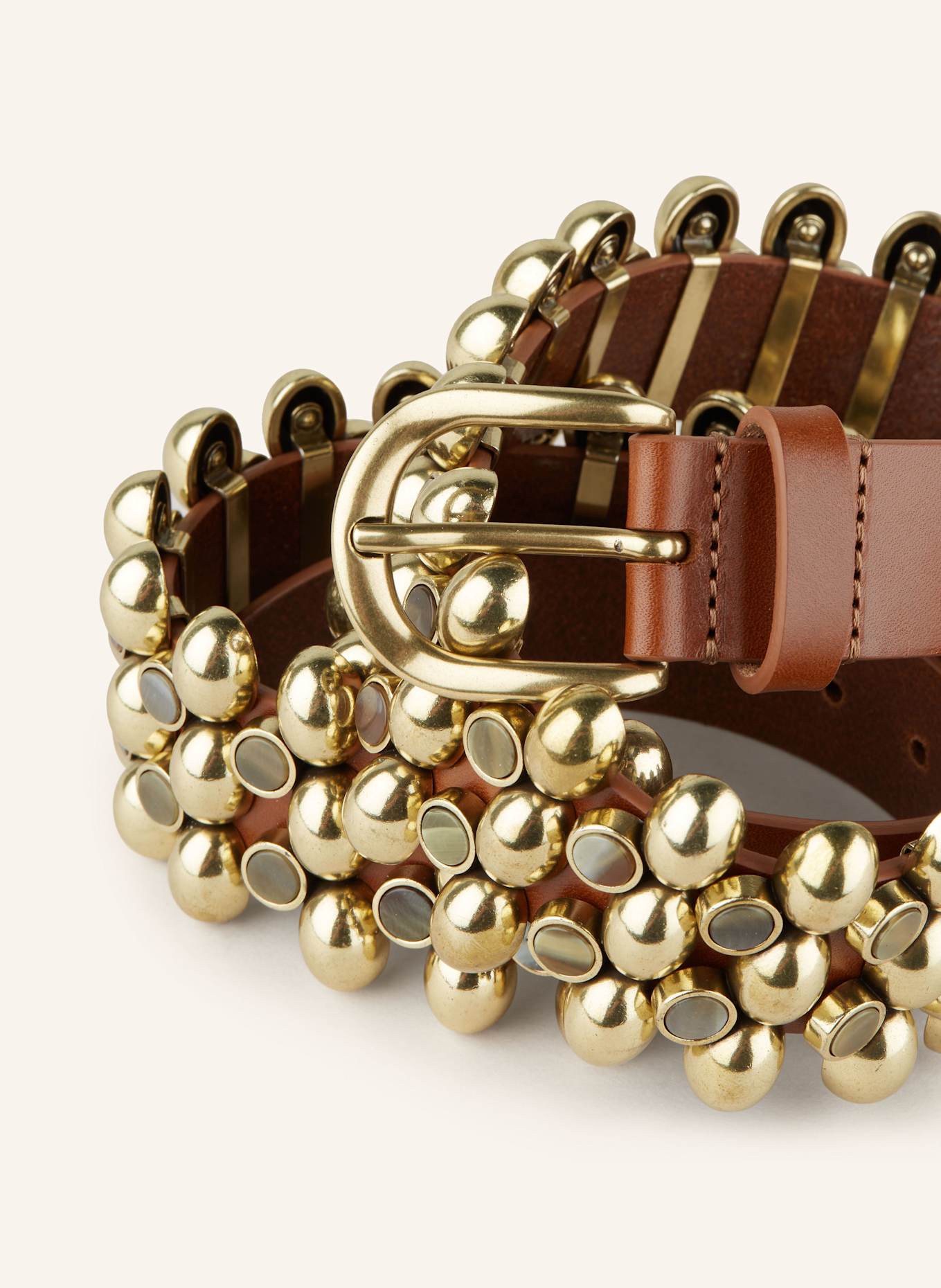 ISABEL MARANT Ledergürtel VARANA: BRAUN/ GOLD