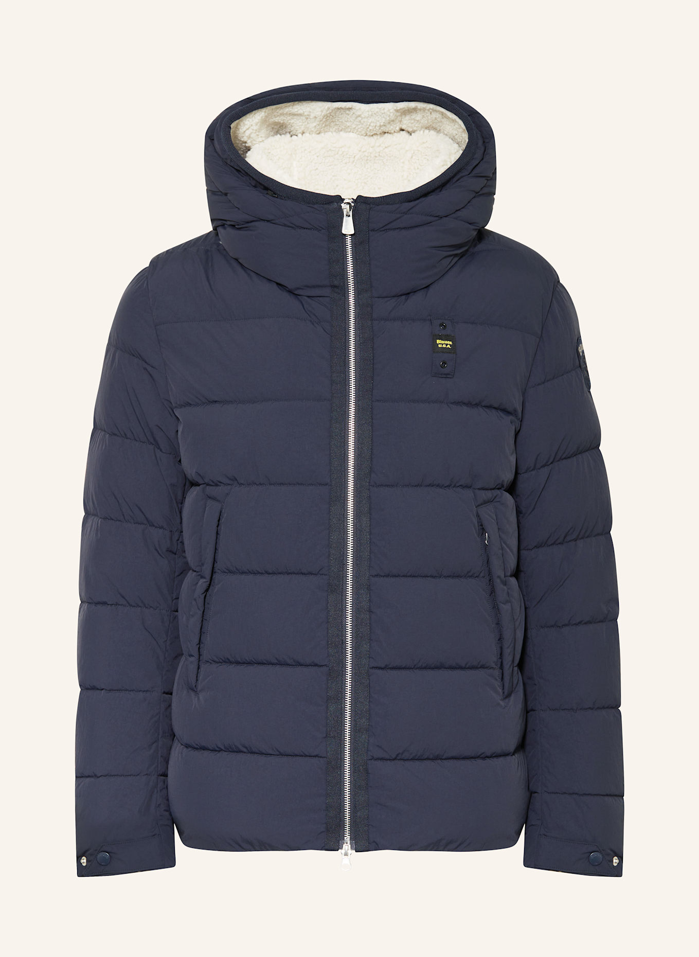 Blauer Steppjacke mit herausnehmbarer Blende: DUNKELBLAU