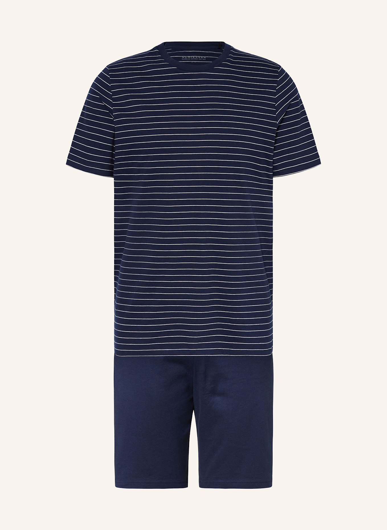SCHIESSER Shorty-Schlafanzug CASUAL ESSENTIALS: DUNKELBLAU / WEISS