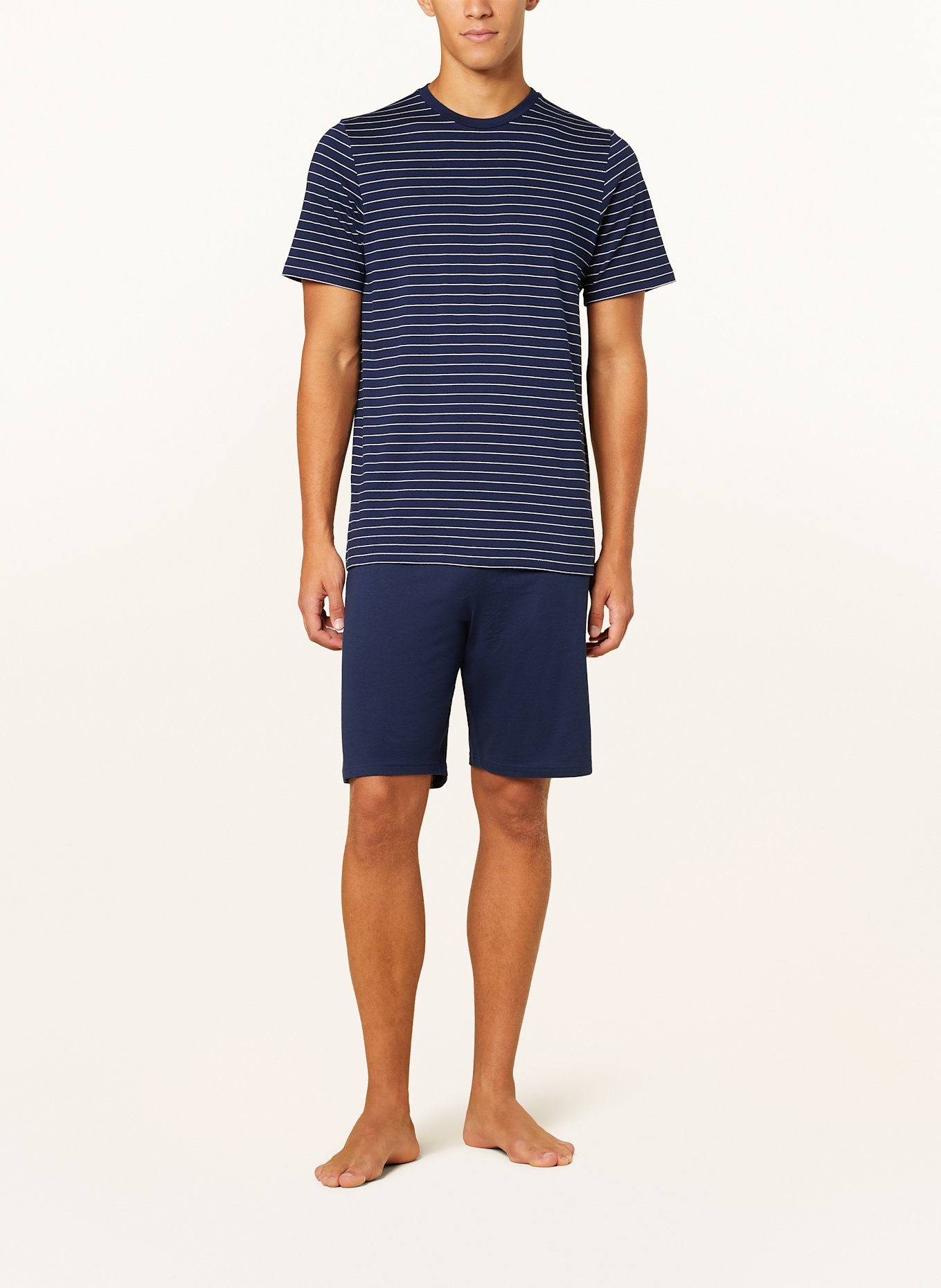 SCHIESSER Shorty-Schlafanzug CASUAL ESSENTIALS: DUNKELBLAU / WEISS